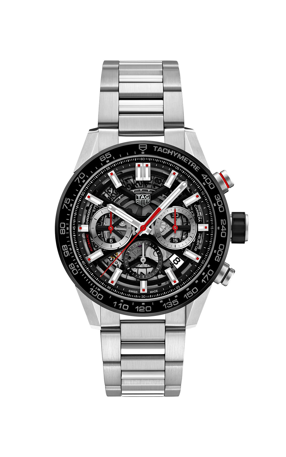 Black watch with silver strap for men Tag heuer