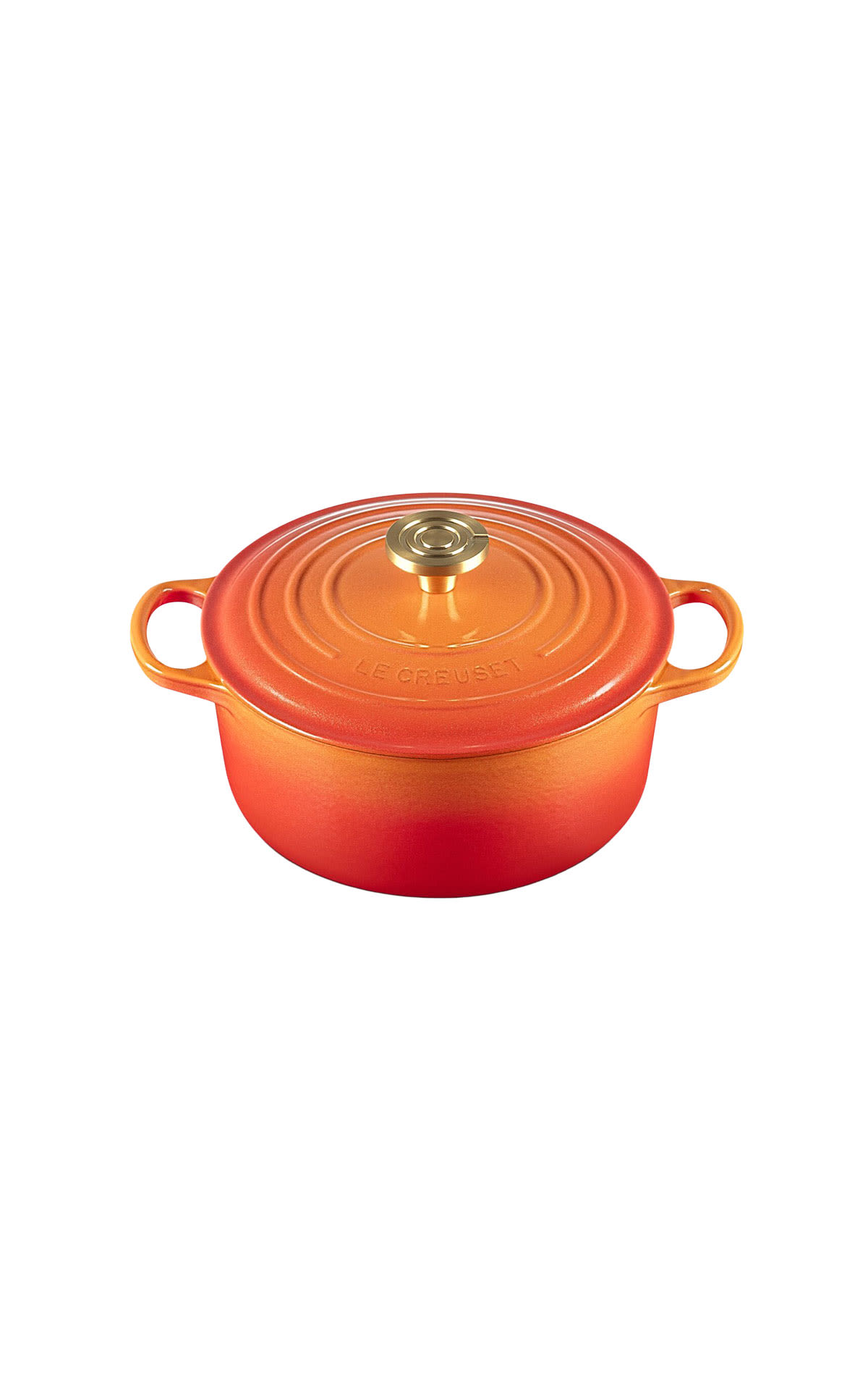 Le Creuset Flamme Dorée Round 24cm casserole from Bicester Village
