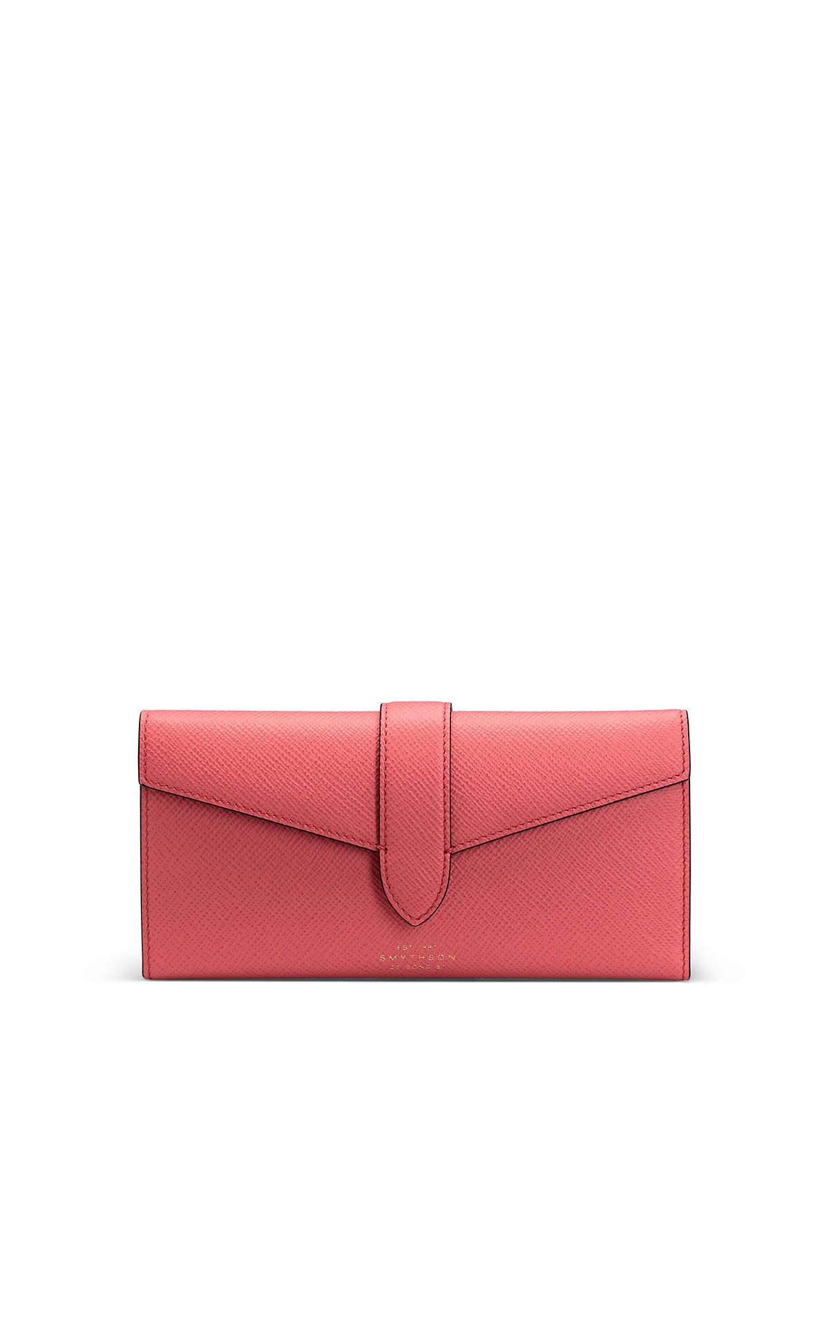 Smythson Panama trifold purse coral from Bicester Village