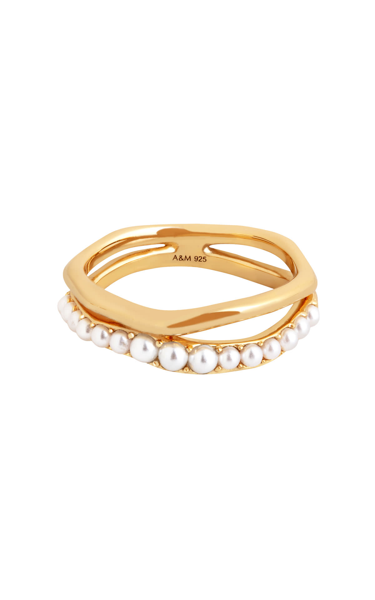 Astrid & Miyu Molten Illusion Pearl Ring in Gold from Bicester Village