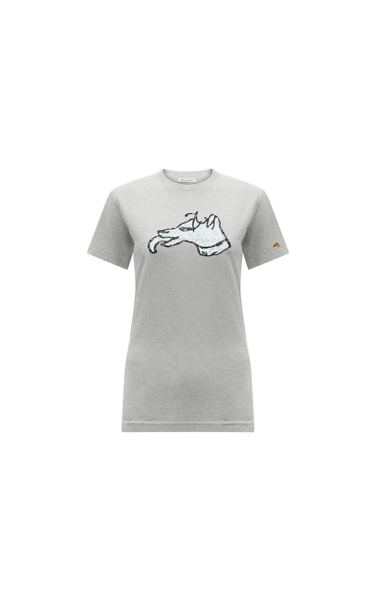 Bella Freud Colour block dog t-shirt grey marl from Bicester Village