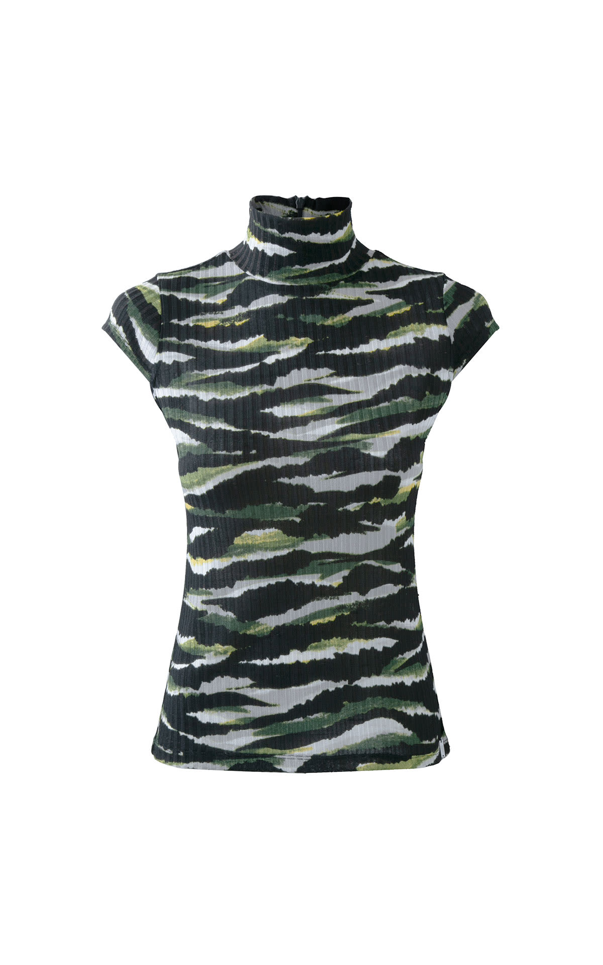 Short-sleeved turtleneck with military print DKNY