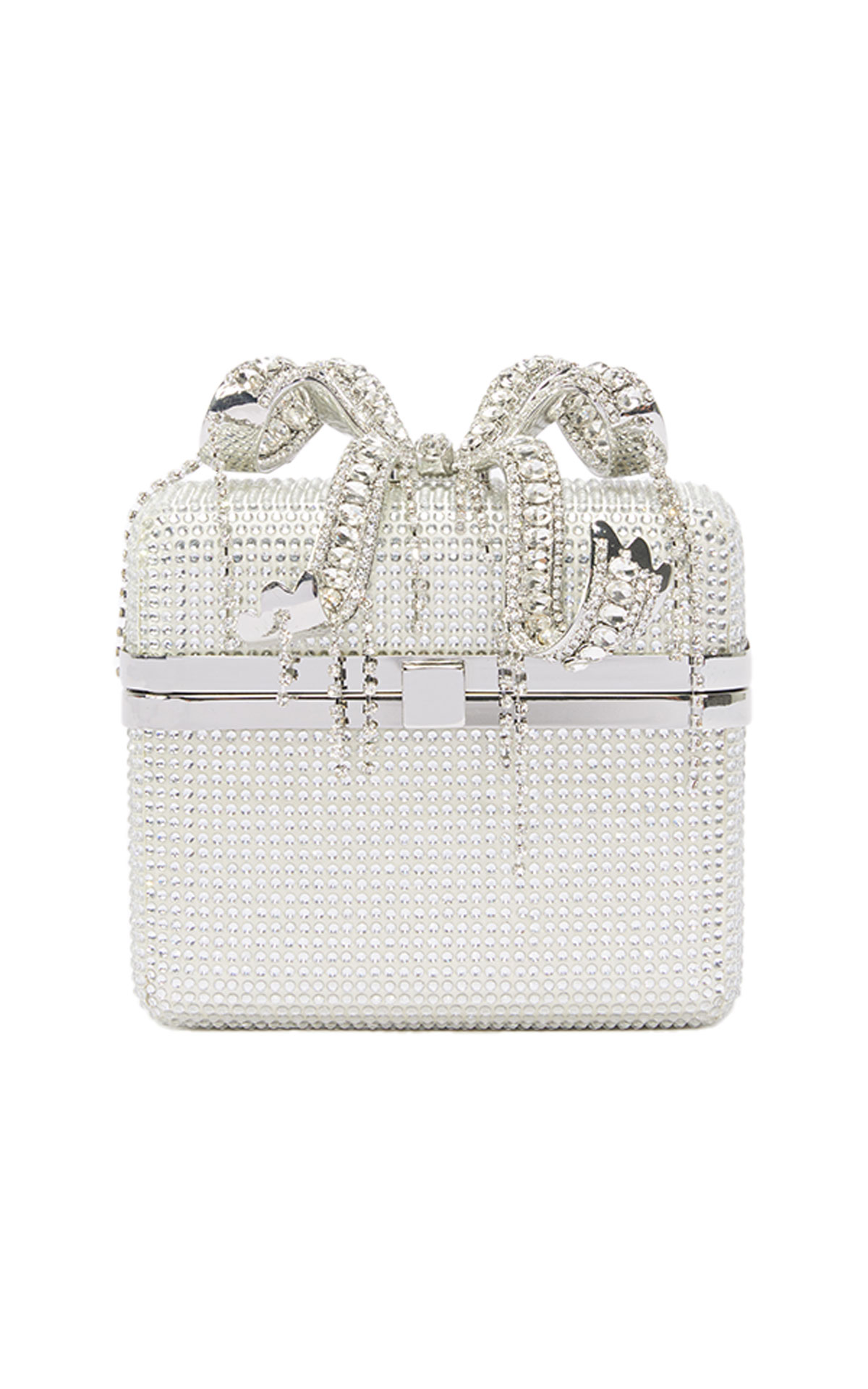 Self Portrait Silver rhinestone vanity bag from Bicester Village