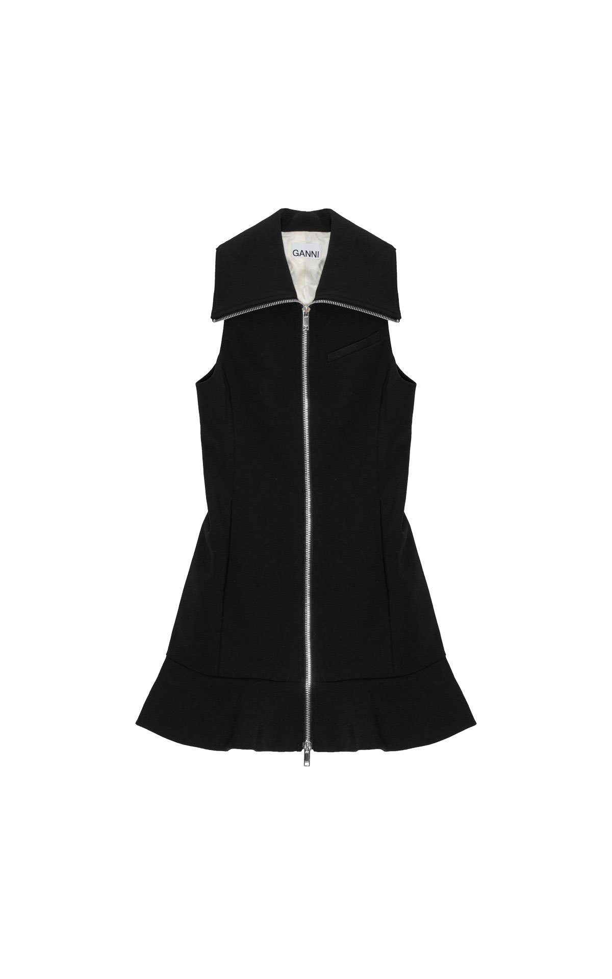 Ganni Black mini dress with zip from Bicester Village