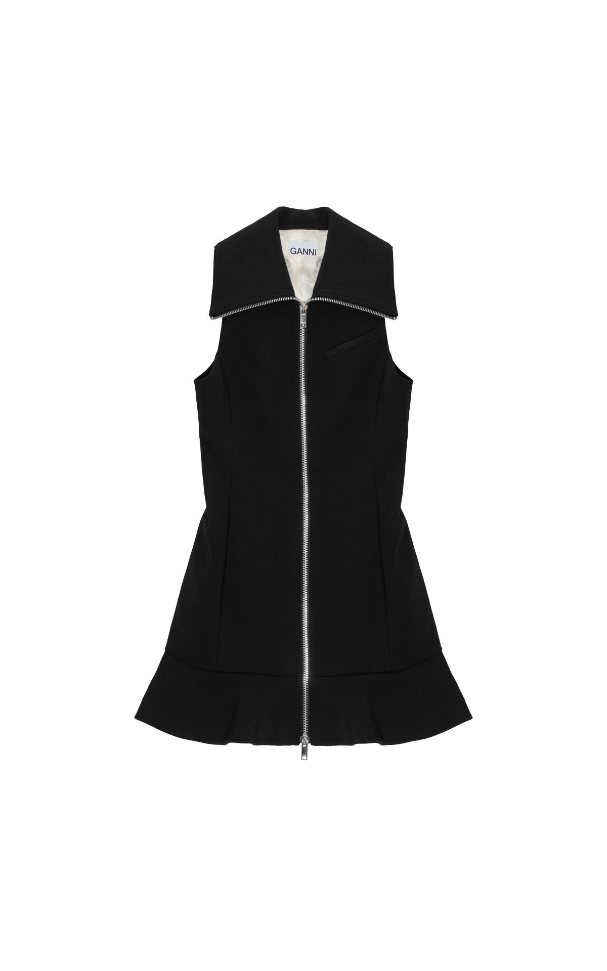 Ganni Black mini dress with zip from Bicester Village
