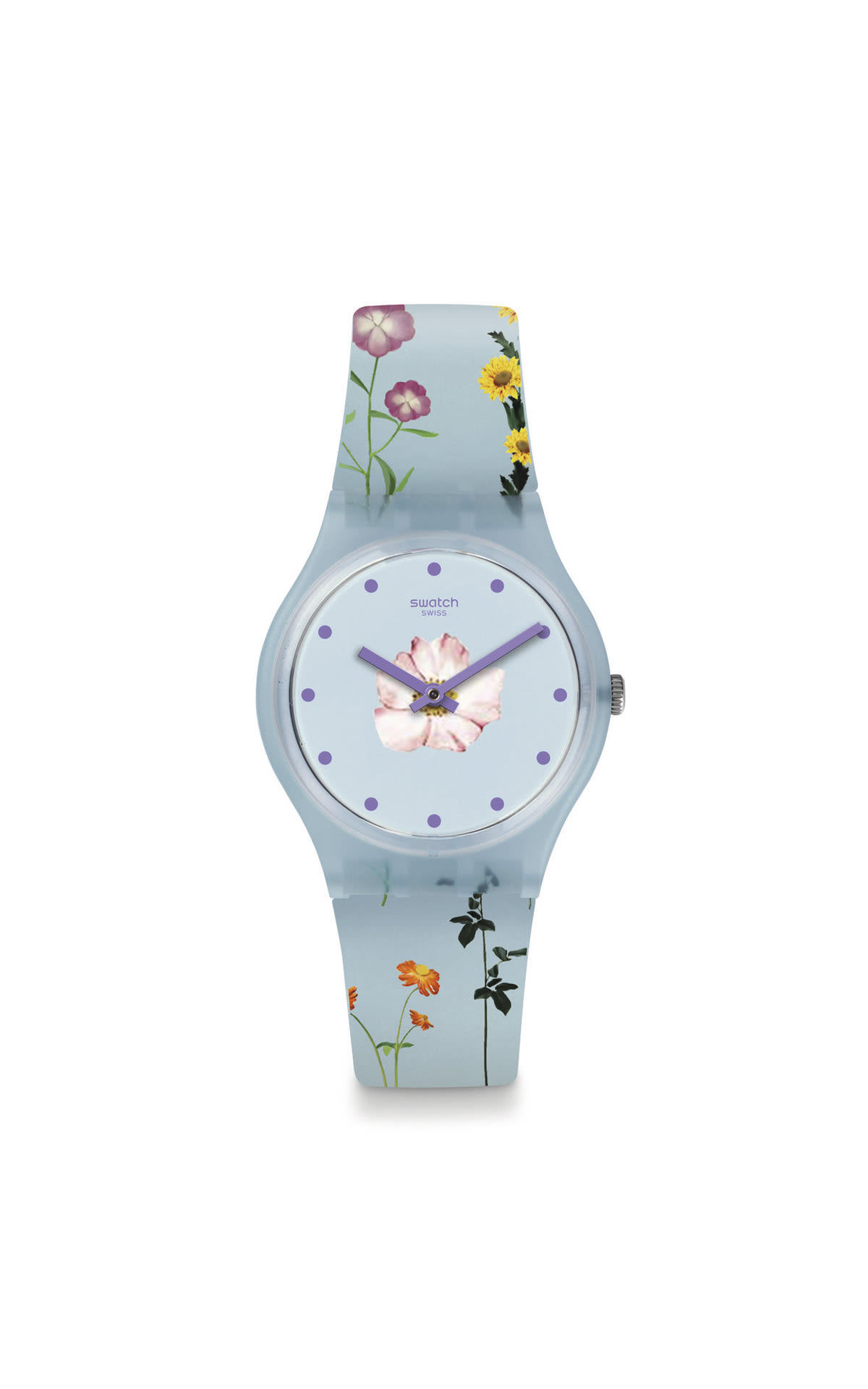 Reloj azul con flores Swatch