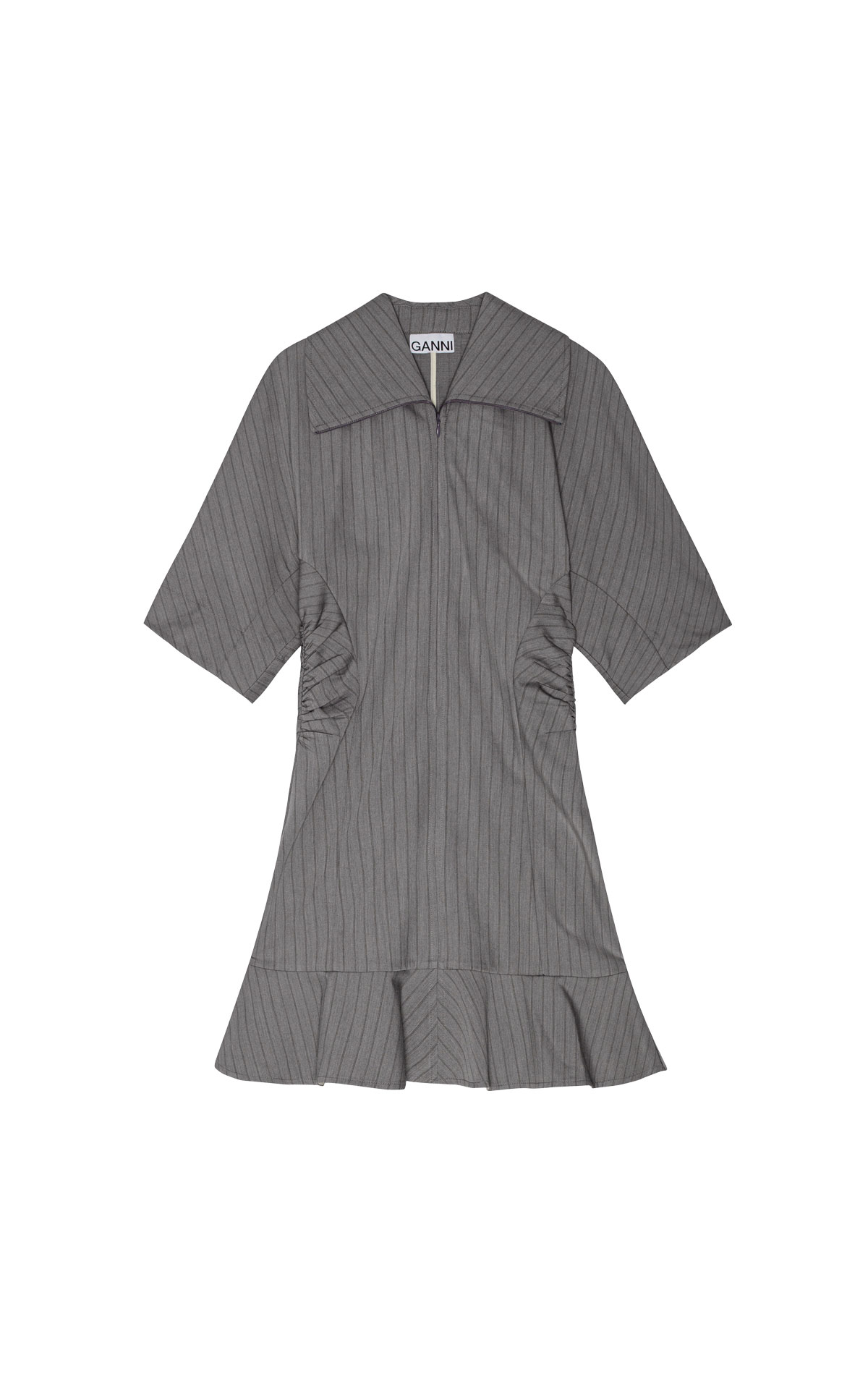 Ganni Grey stripe suiting mini dress from Bicester Village