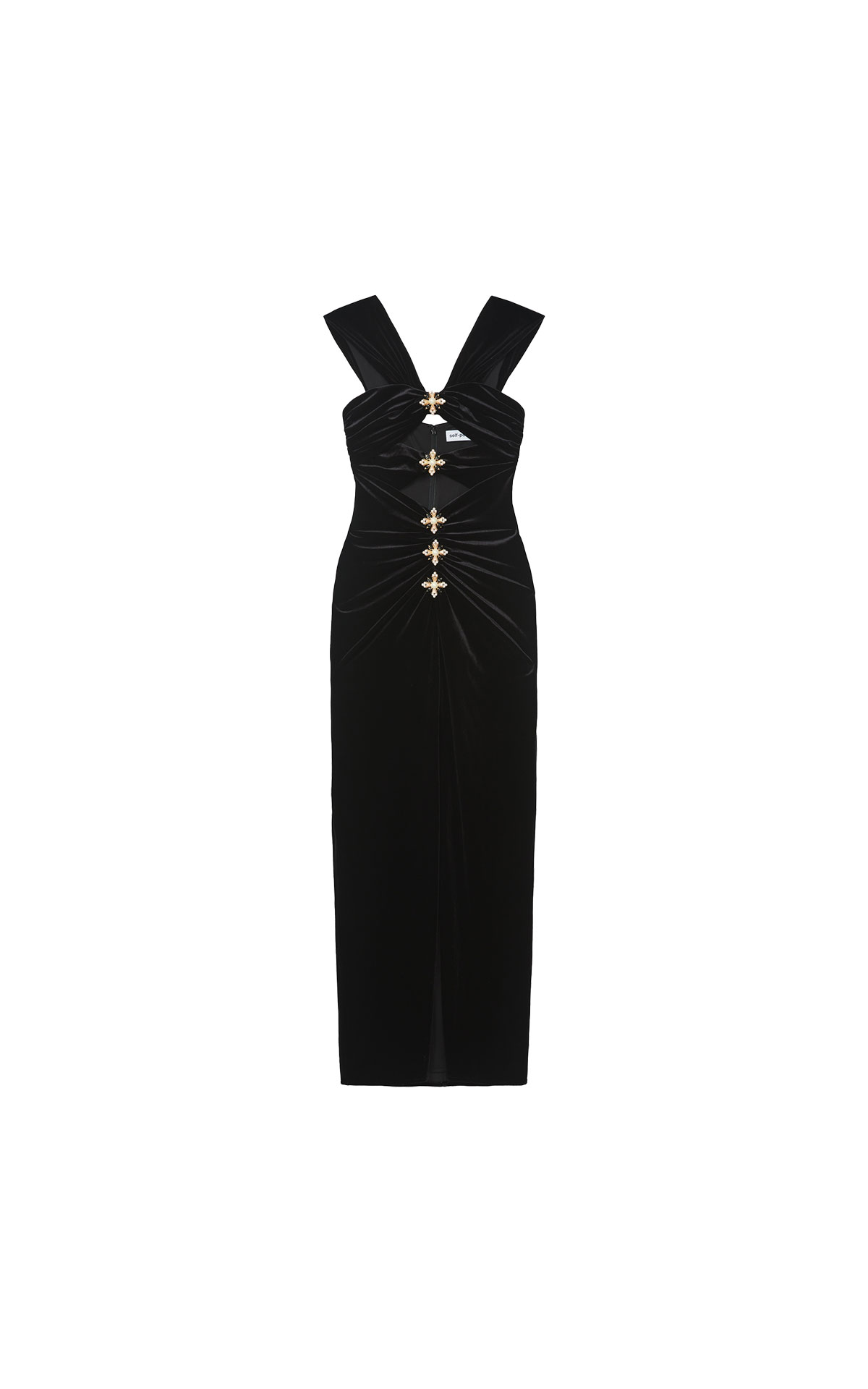 Self Portrait Black velvet cut out maxi dress from Bicester Village