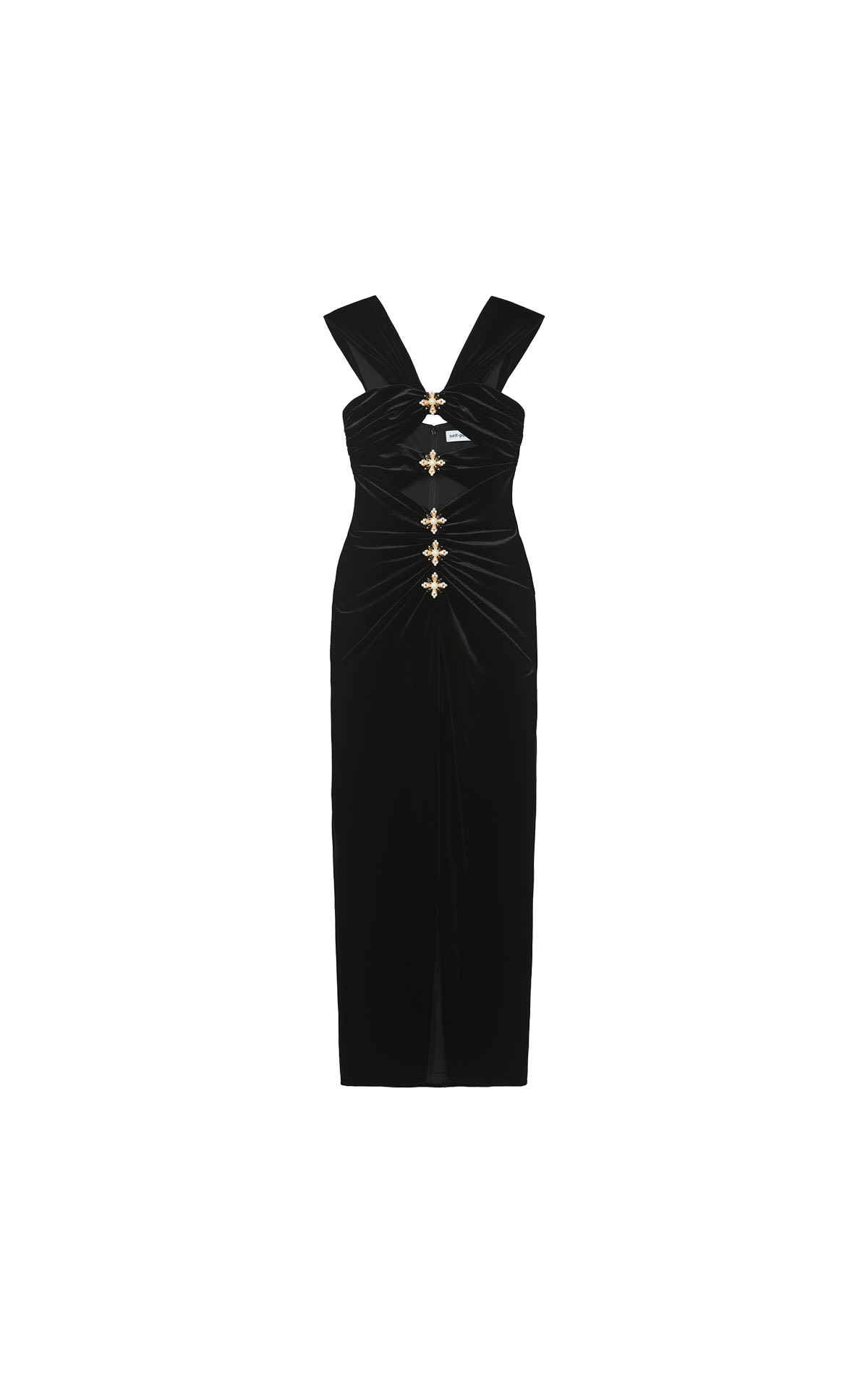 Self Portrait Black velvet cut out maxi dress from Bicester Village