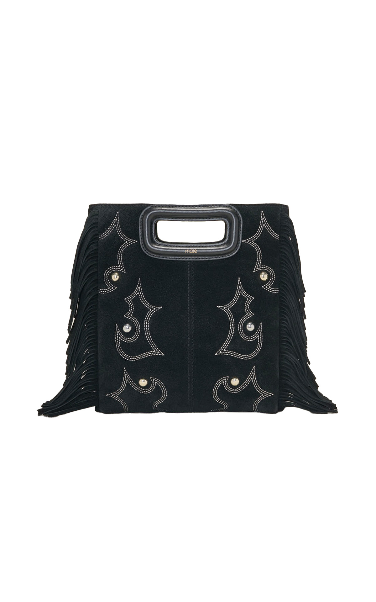 Black leather M bag with studs Maje outlet madrid las rozas village 