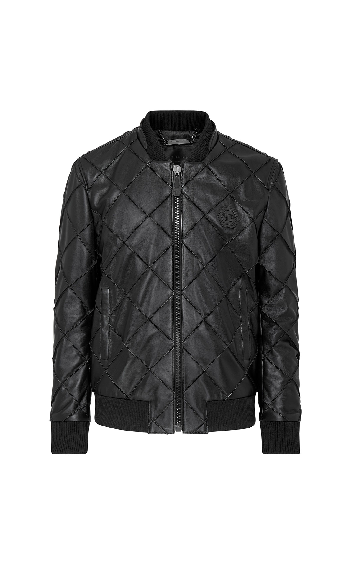 Black quilted leather jacket philipp plein outlet