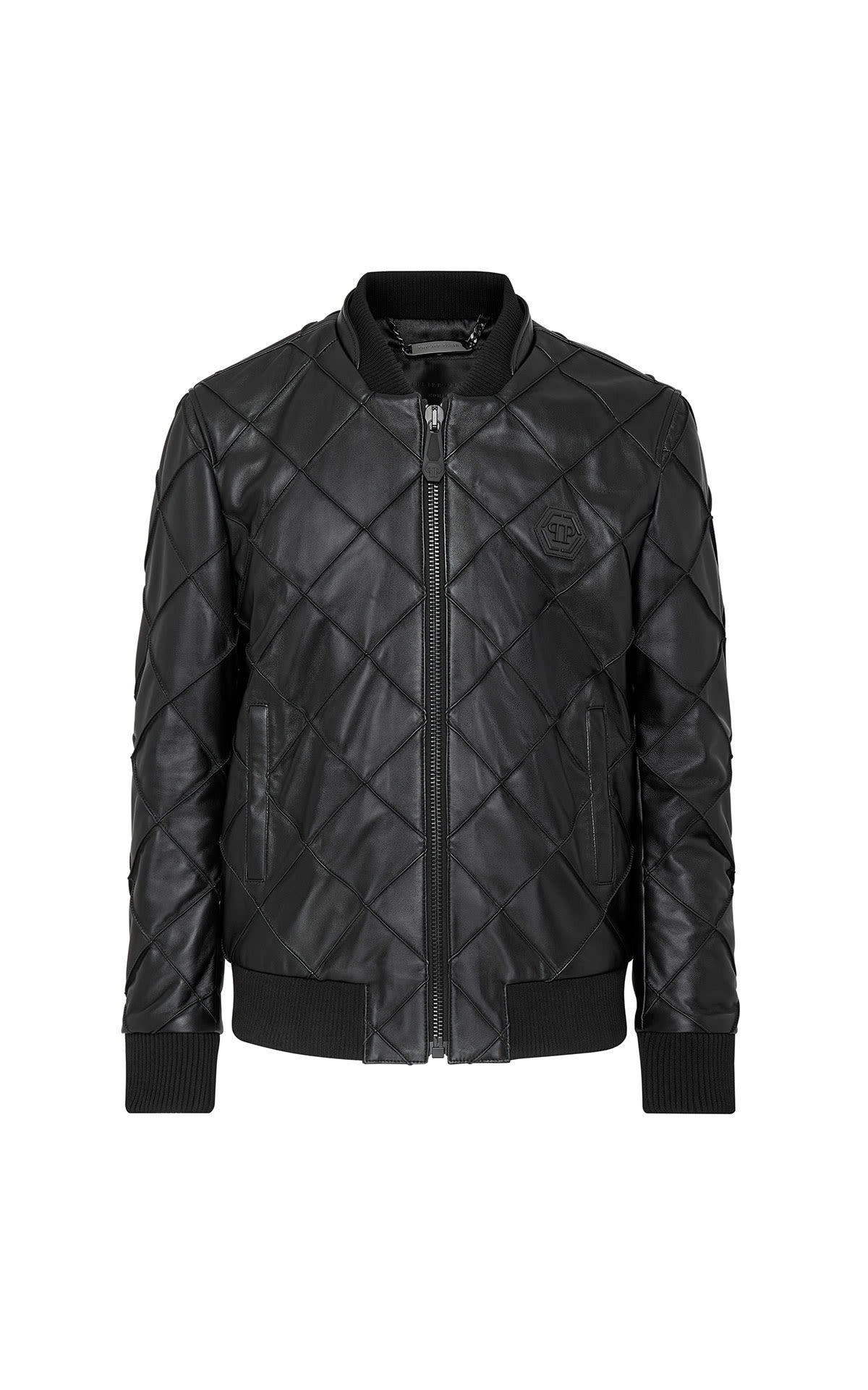 Black quilted leather jacket philipp plein outlet