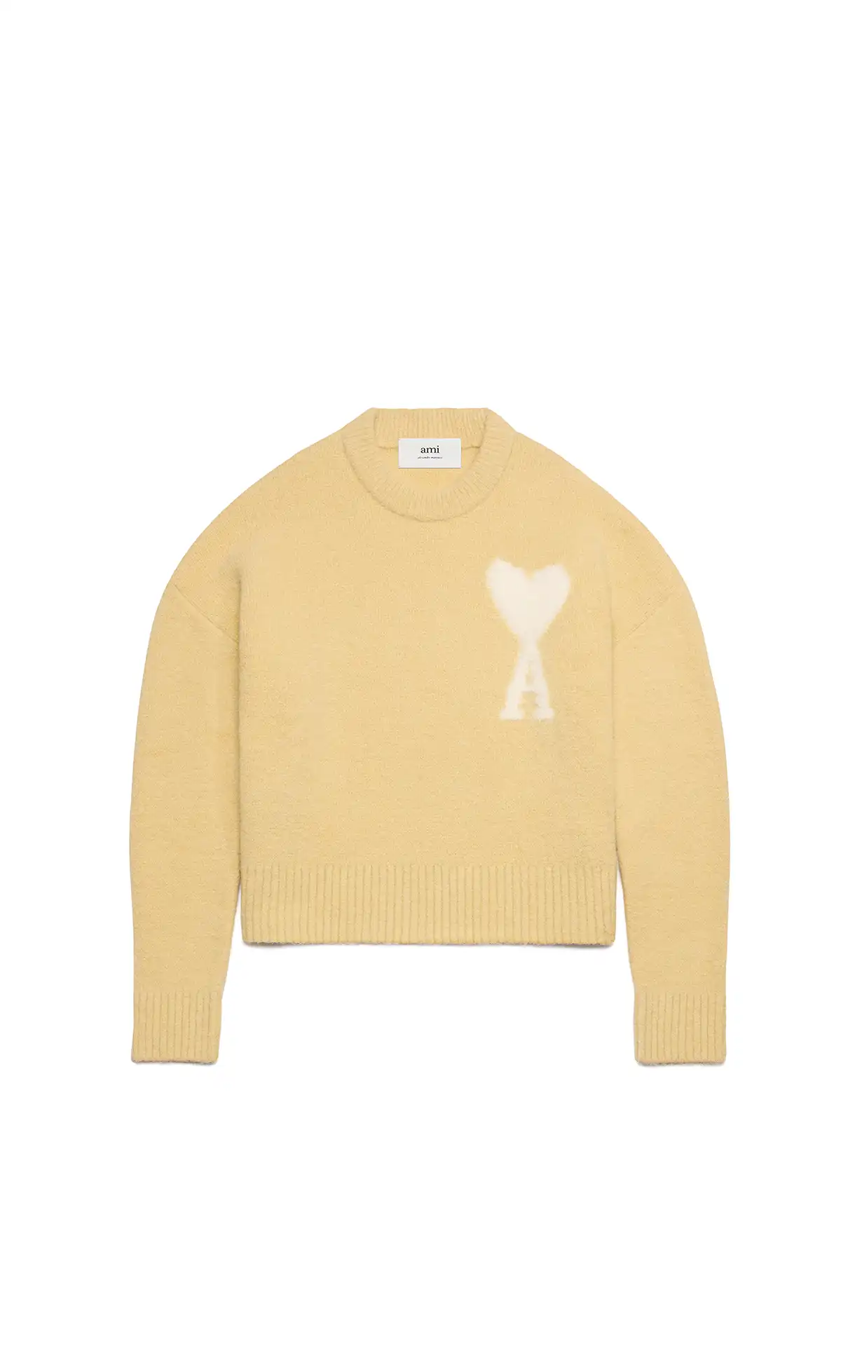 Ami Paris pull en maille camel Ami de coeur unisexe La Vallée Village