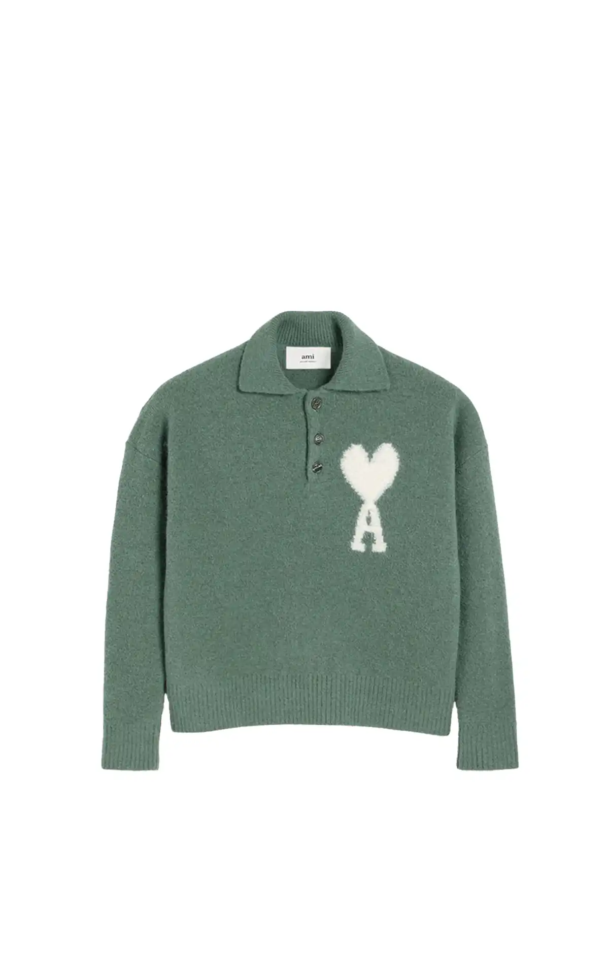 AMI Paris green unisex Ami de coeur alpaca polo La Vallée Village