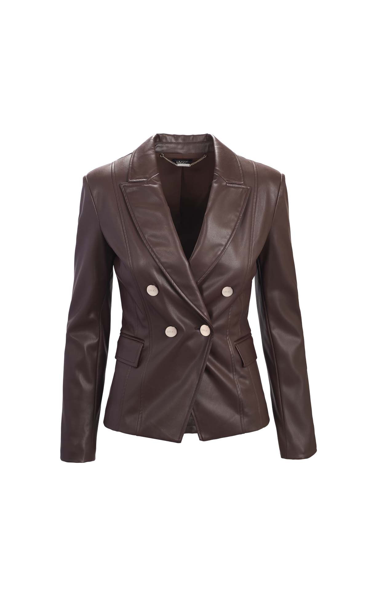 Buttoned leather jacket liu jo outlet barcelona la roca village