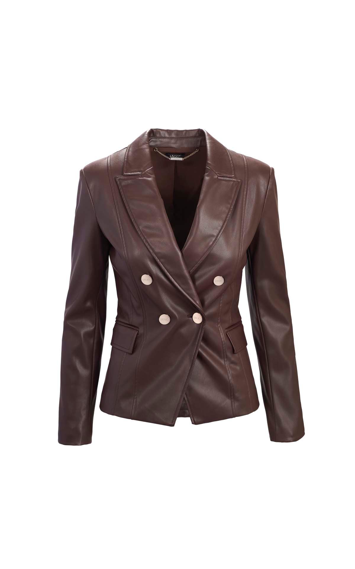 Buttoned leather jacket liu jo outlet barcelona la roca village