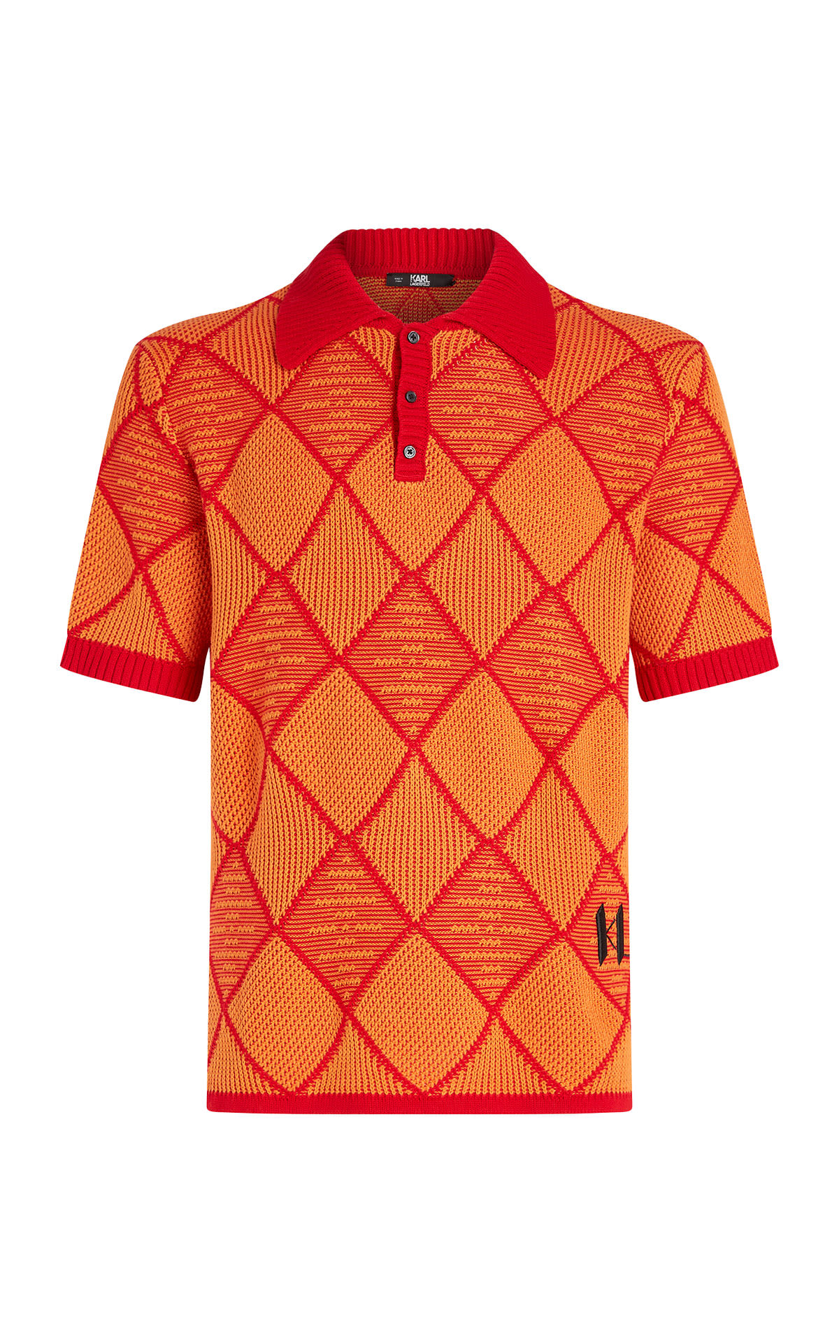 Orange polo shirt with diamond pattern Karl Lagerfeld