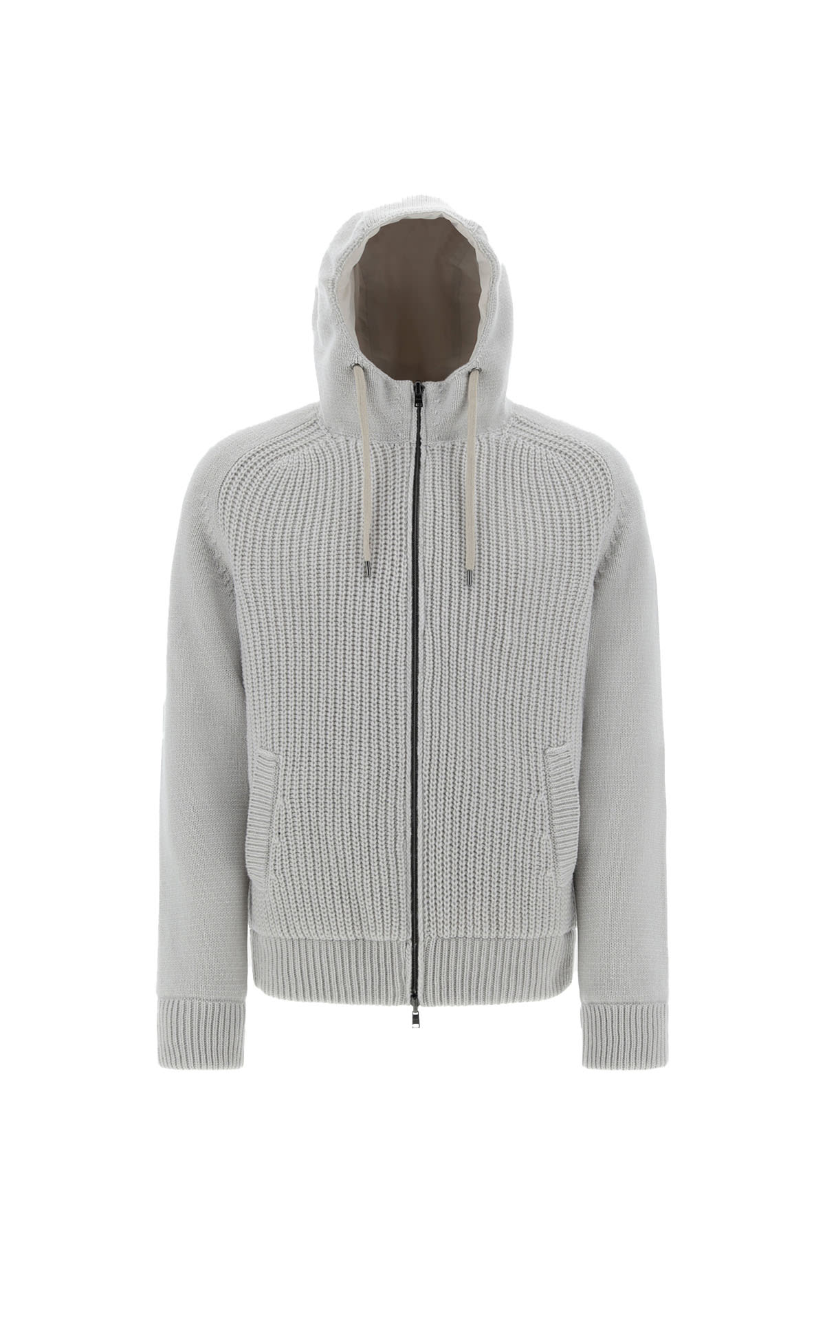 Herno Knitted sweater with zip and hood