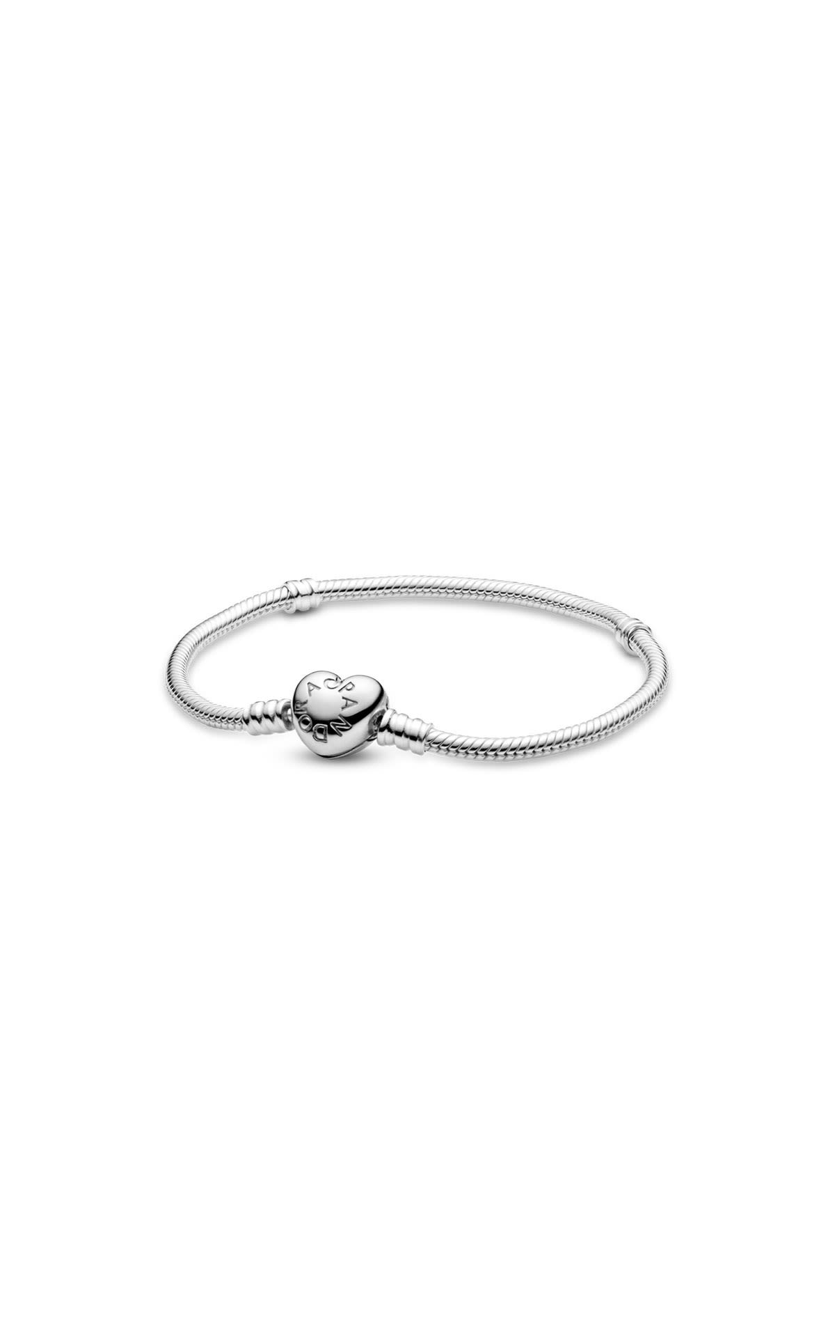 Pandora Sterling silver snake chain bracelet - heart clasp from Bicester Village