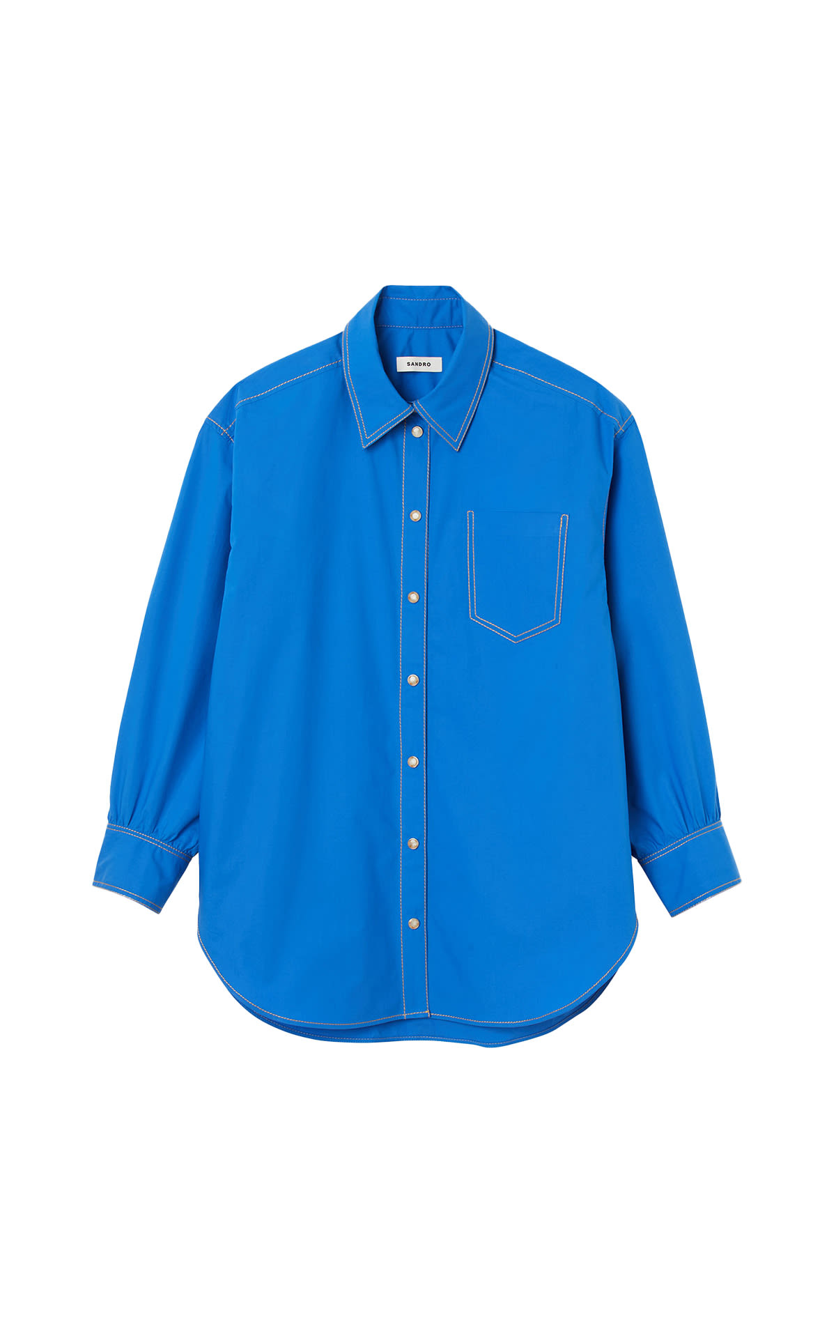 Blue shirt with visible seams Sandro outlet madrid las rozas villalge
