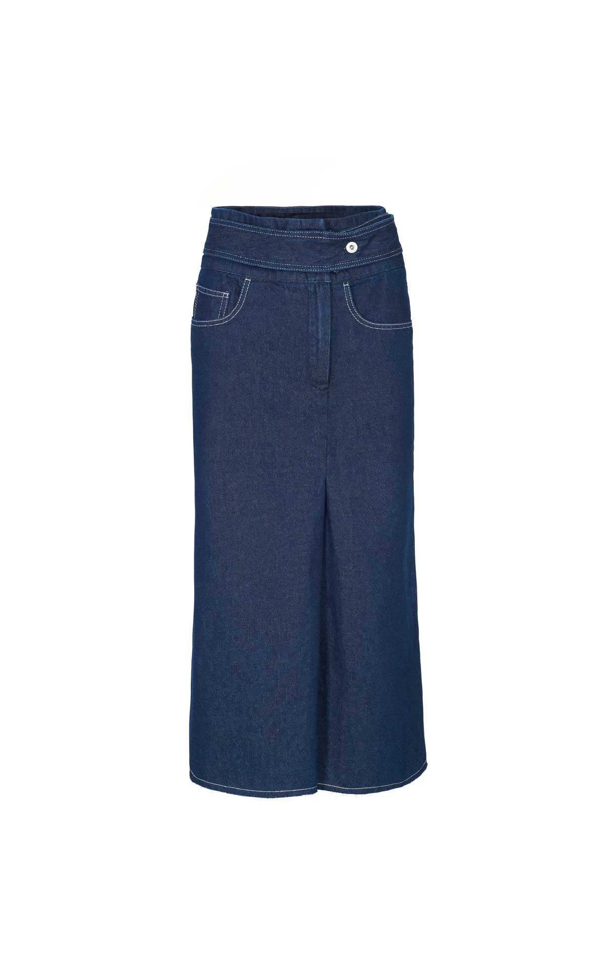 Flada tubo denim con apertura lateral Adolfo Dominguez outlet barcelona la roca village
