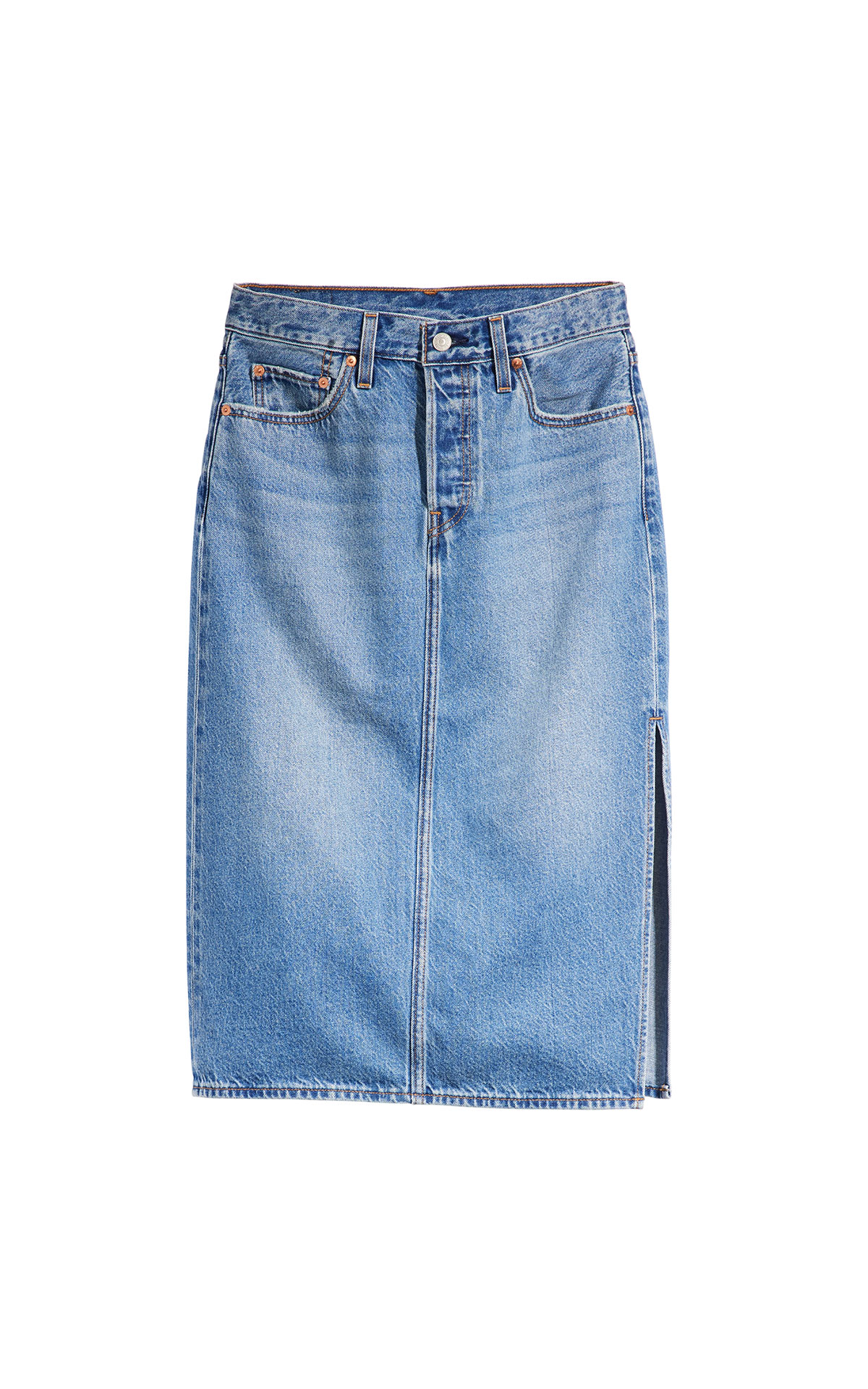 Falda tubo vaquera con apertura lateral Levis outlet barcelona la roca village