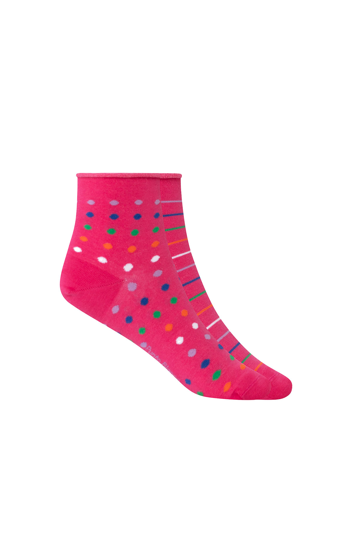 Calcetín tobillero rosa punto blanco