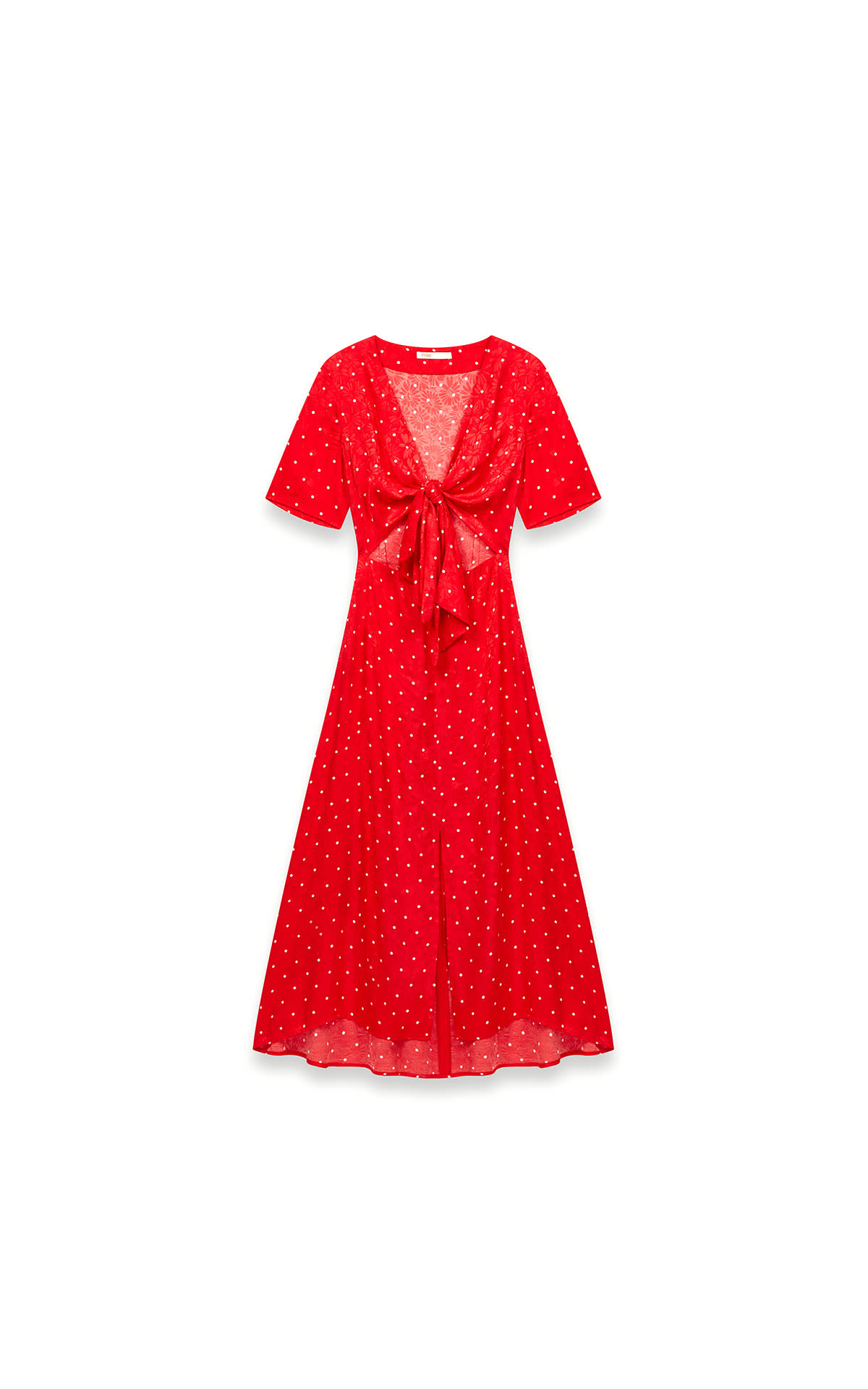 Maje long tie dress with polka dot print at The Bicester Village Shopping Collection