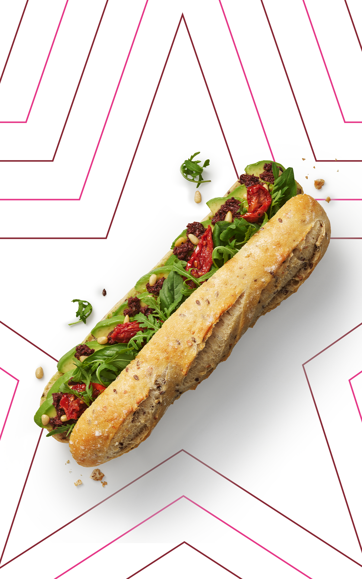 Pret a manger Avocado, Kalamata Olive Spread & Pine Nuts Baguette La Vallée Village