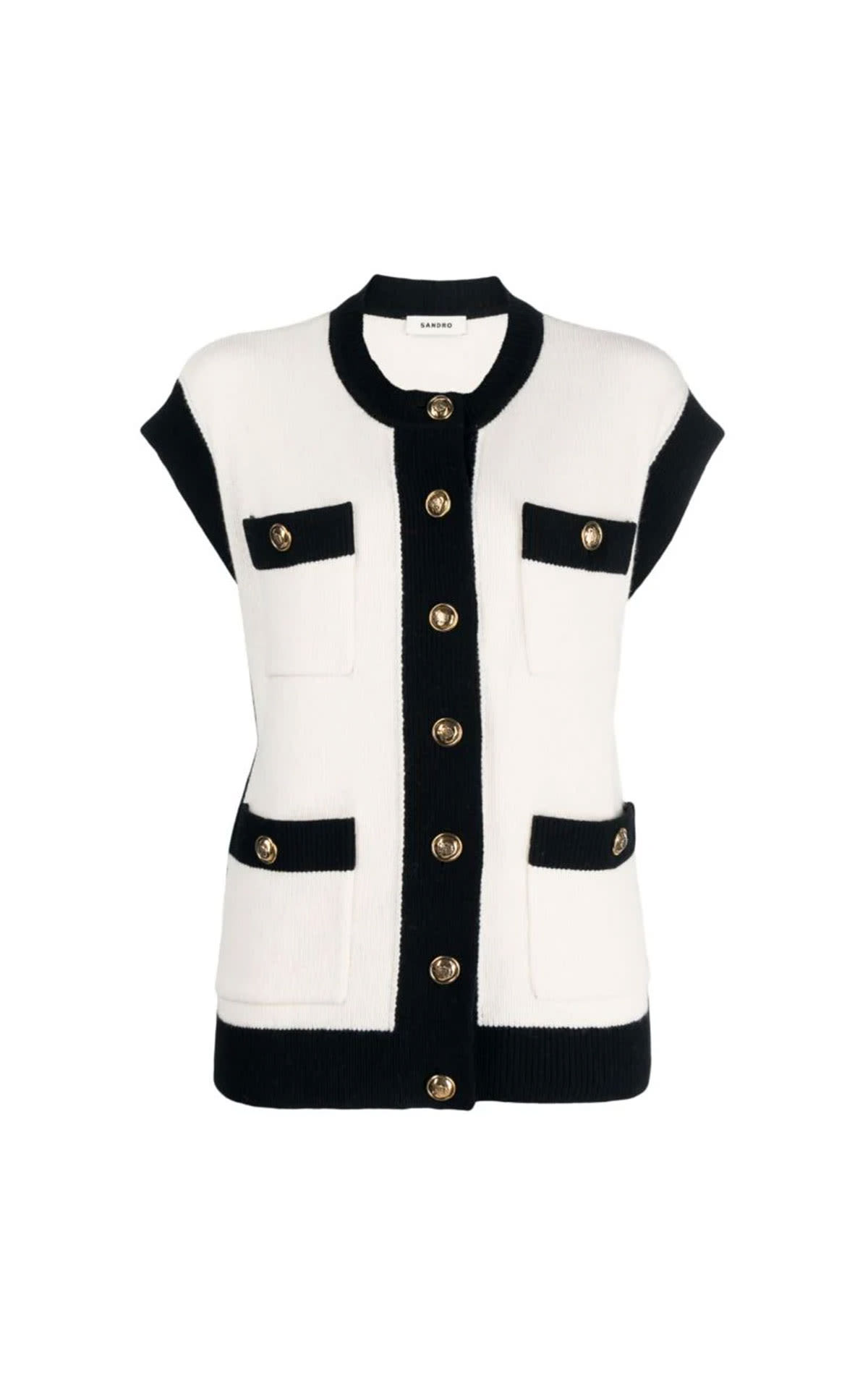 Black and white short sleeve cardigan sandro outlet barcelona la roca village