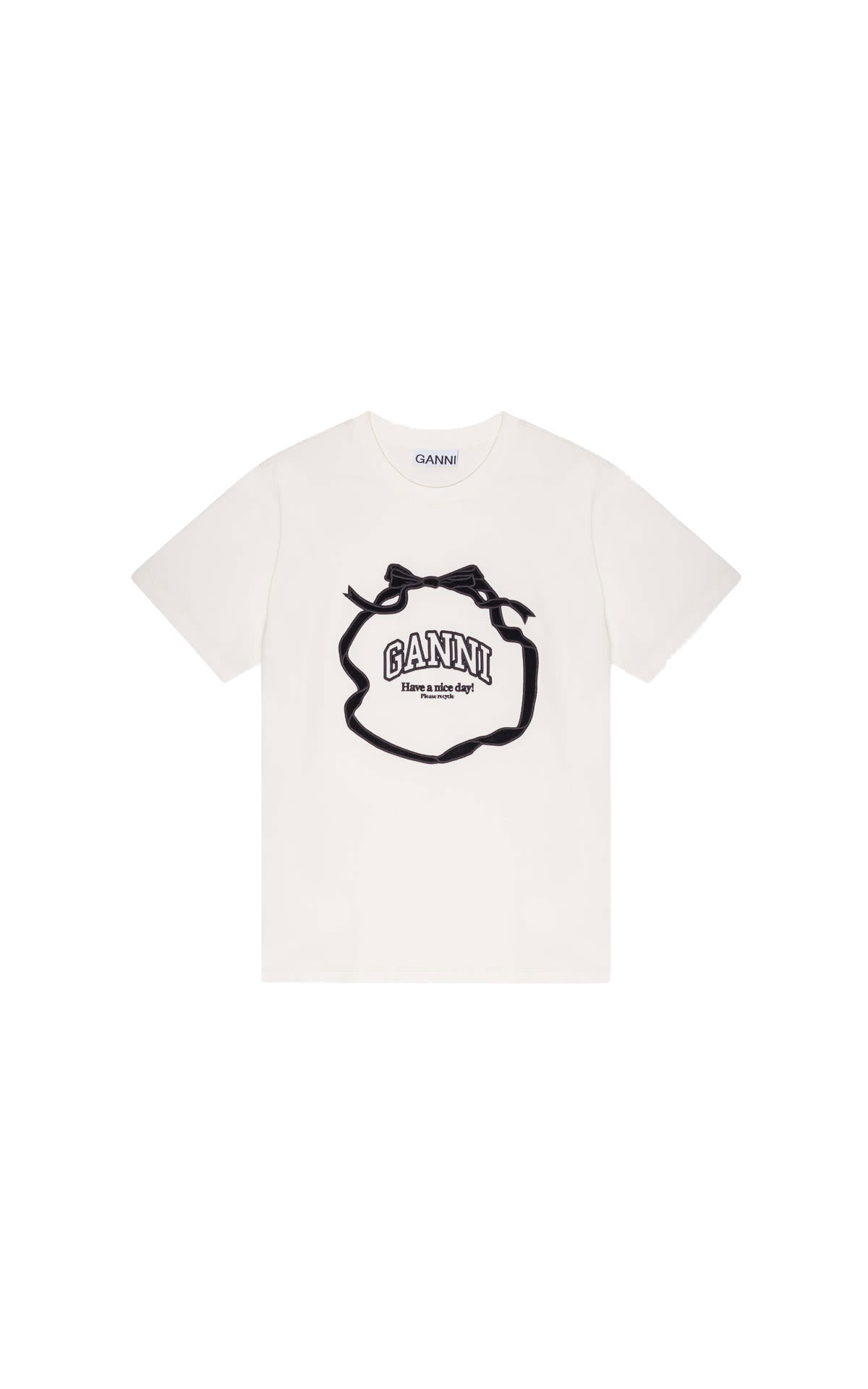 Ganni Cream logo t-shirt from Bicester Village