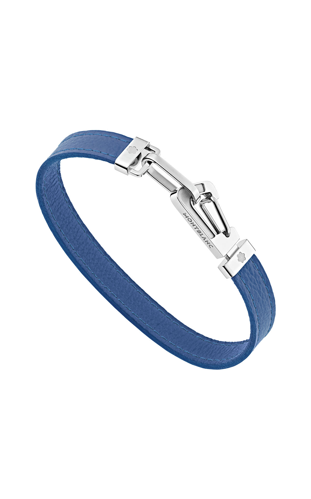Blue leather bracelet with steel lobster clasp montblanc