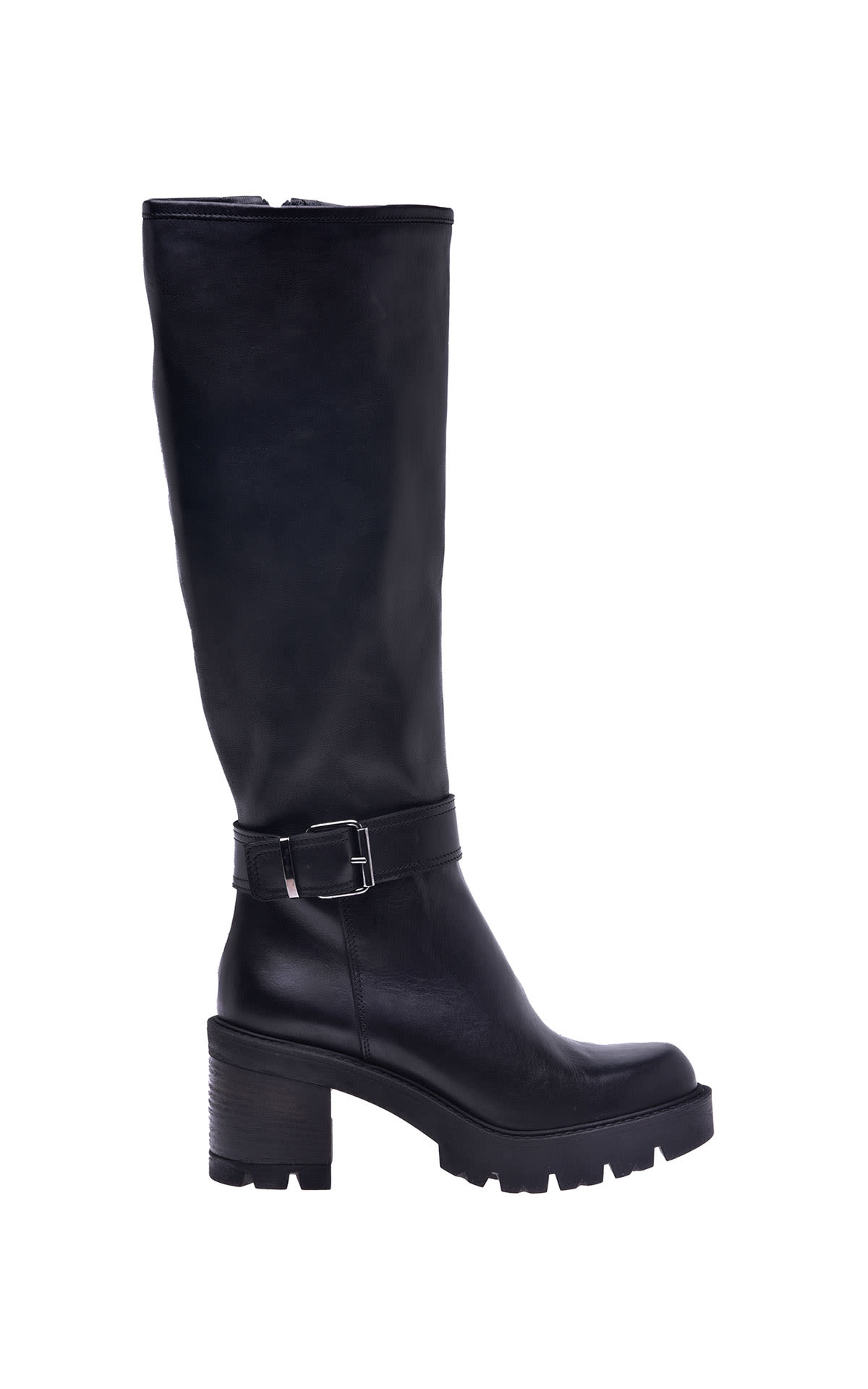 High black leather boot Baldinini