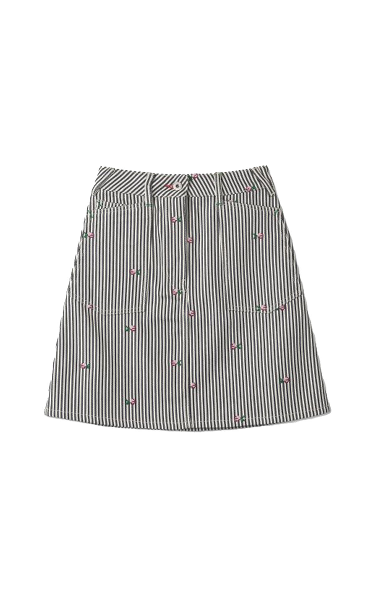 Short black and white striped denim skirt Kenzo barcelona la roca villlage