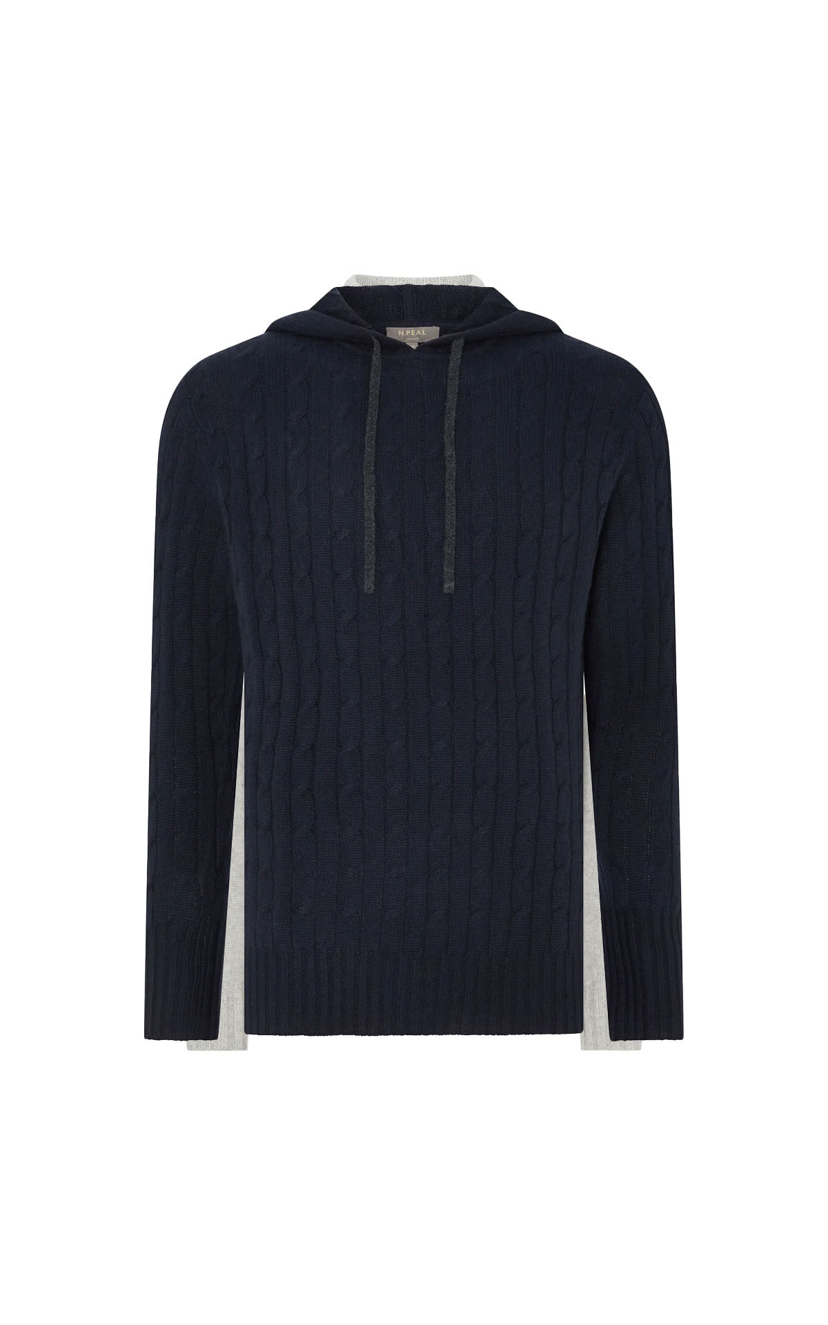 N. Peal Cable cashmere hoodie navy blue  from Bicester Village
