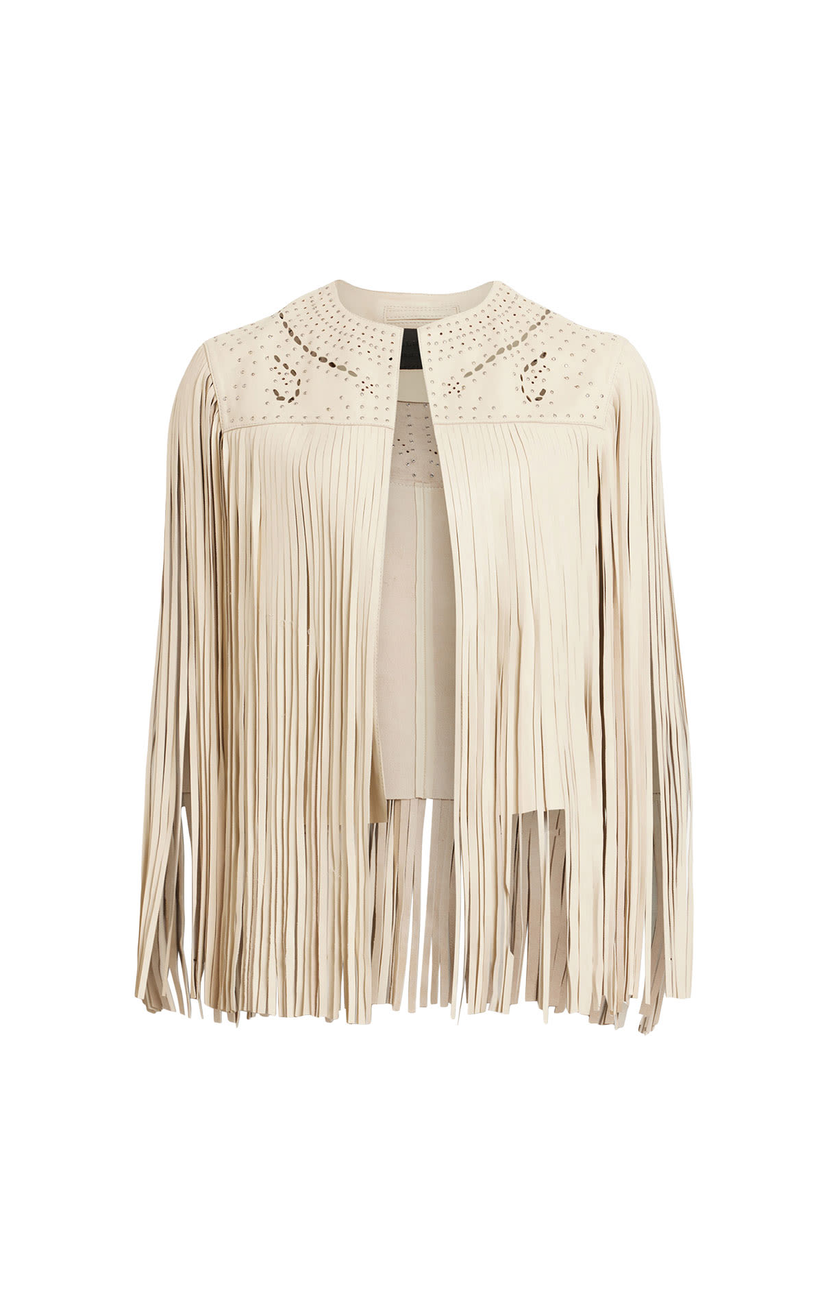 AllSaints Elias astral leather tassel gilet from Bicester Village