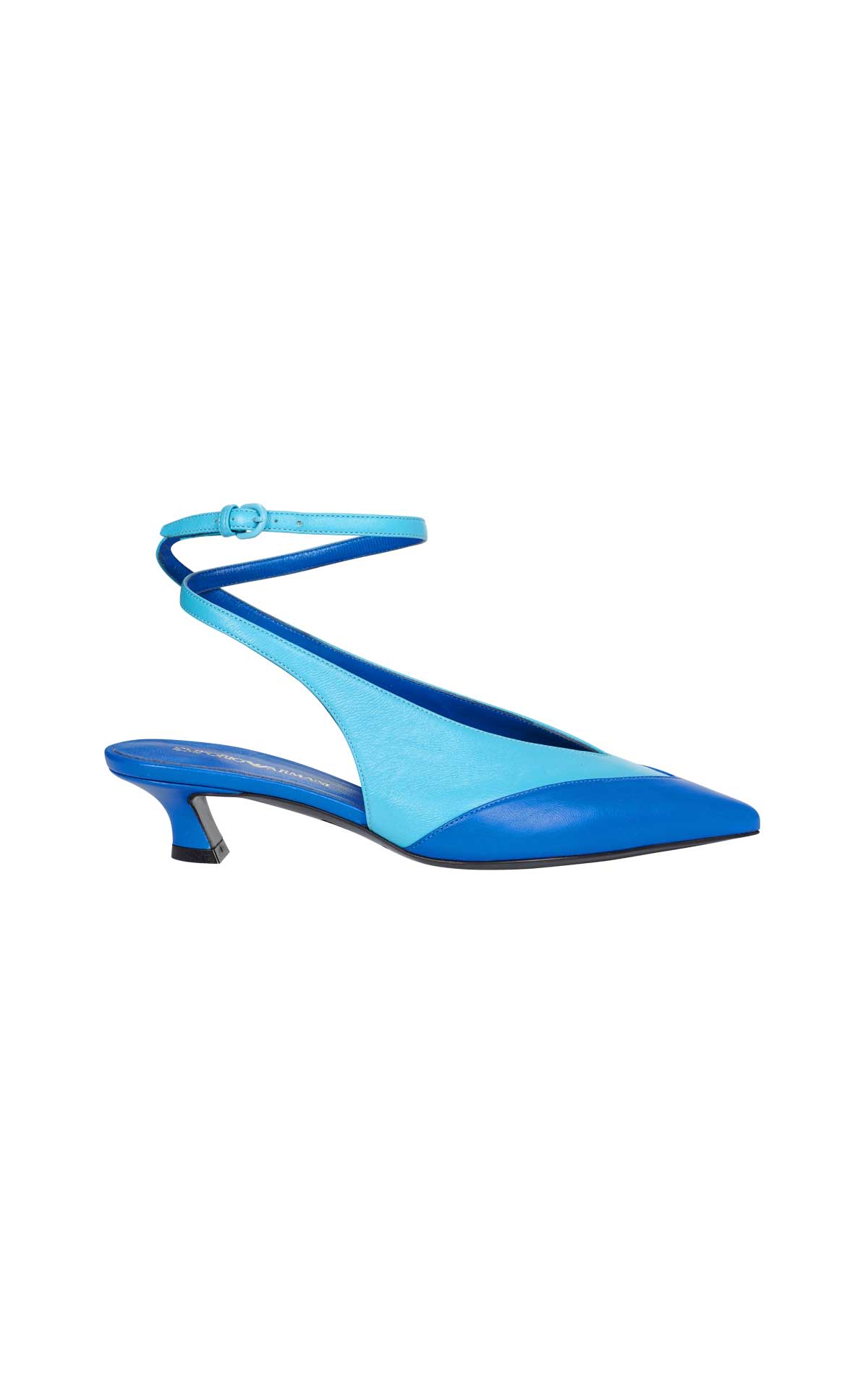 Blue heeled shoe with toe cap Armani
