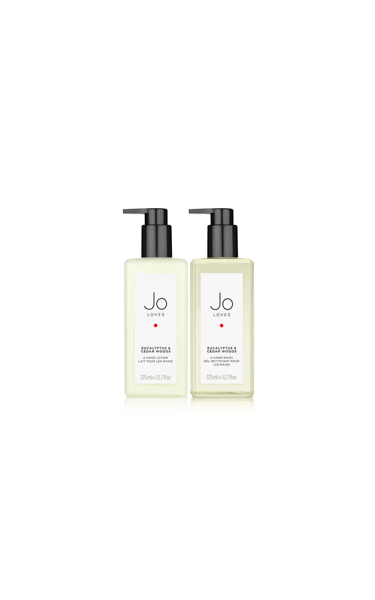 Jo Loves A hand wash and a hand lotion in eucalyptus and cedar woods from Bicester Village
