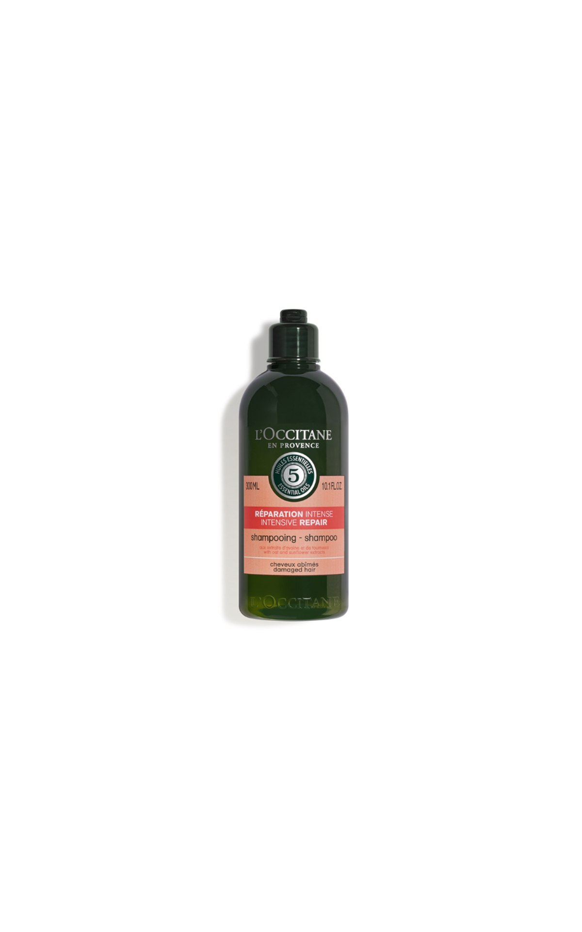 L'Occitane Green bottle containing shampoo