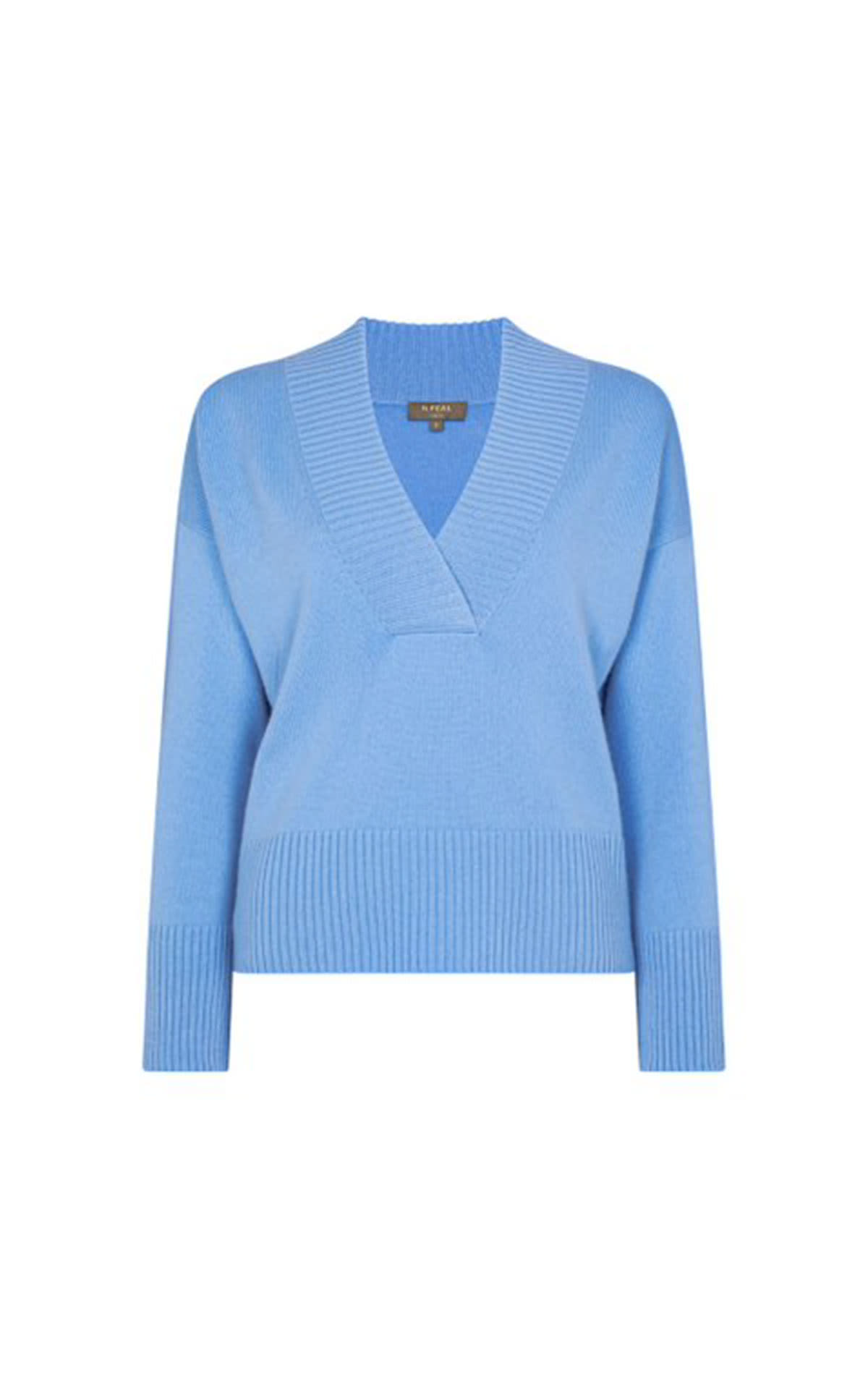 N.Peal Deep v neck sweater atlas blue from Bicester Village