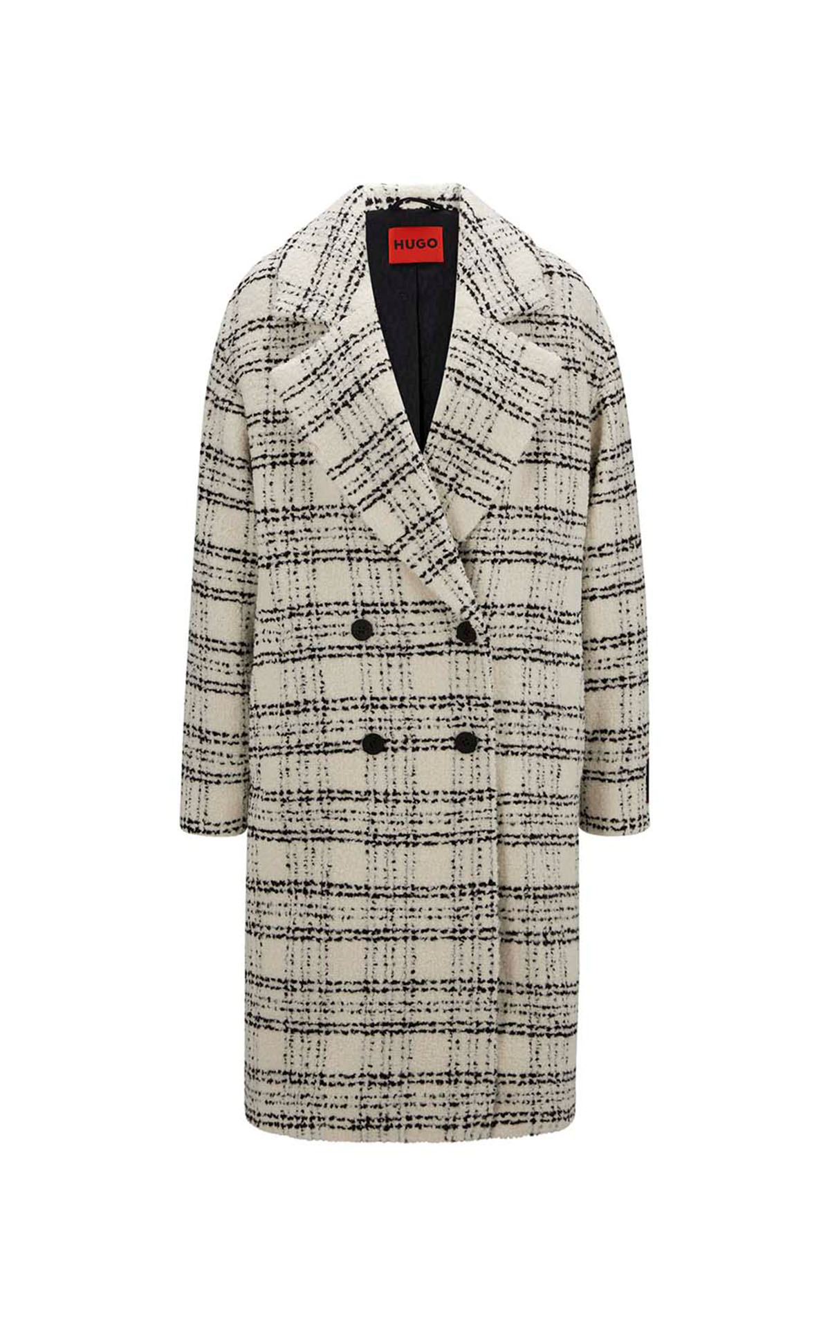 Long plaid wool coat HUGO BOSS Outlet barcelona la roca village