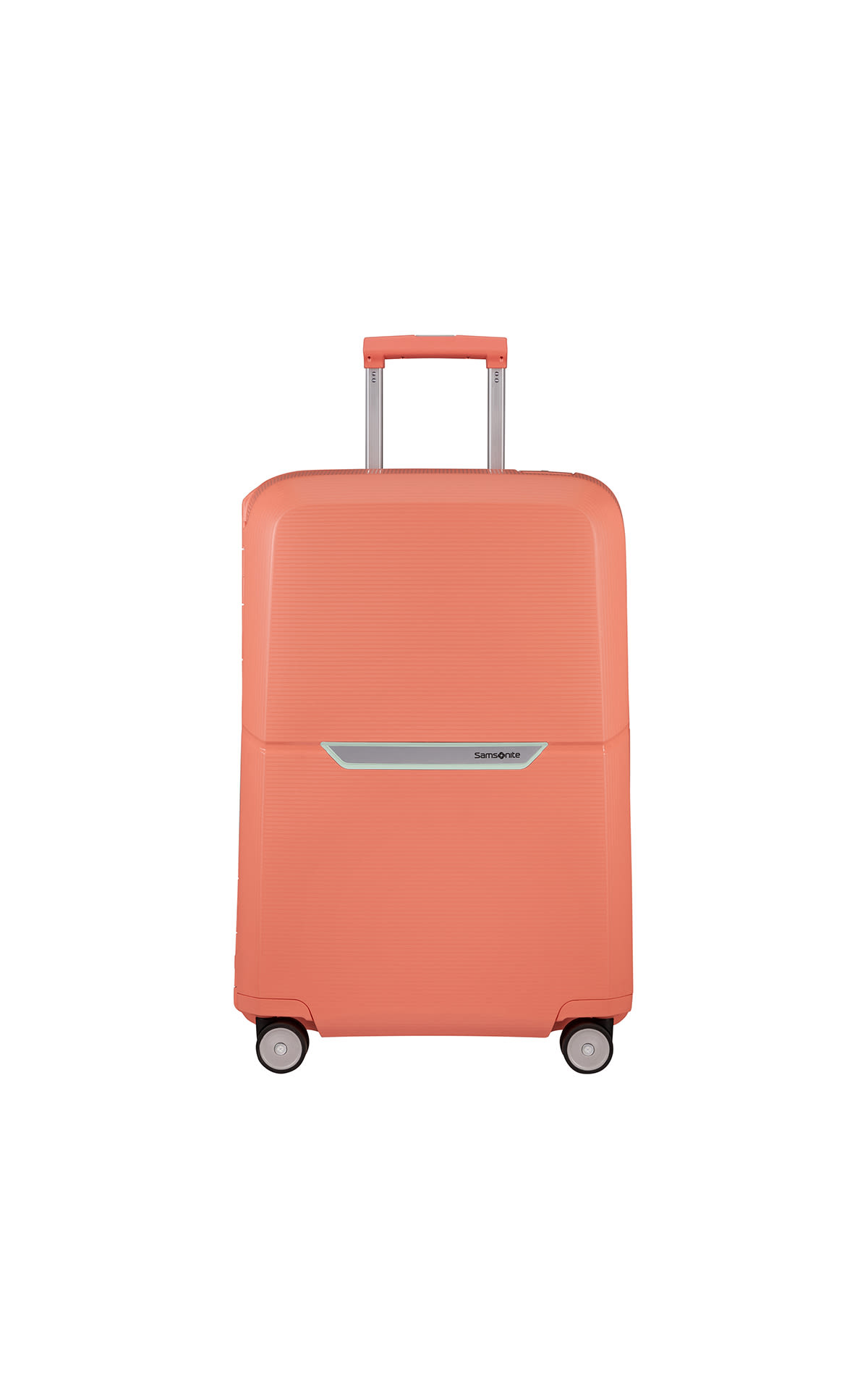 Samsonite coral pink Magnum Spinner suitcase La Vallée Village