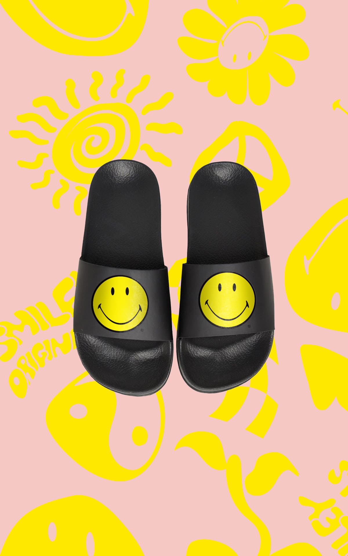 Smiley x Do Good Black sliders from Bicester Village