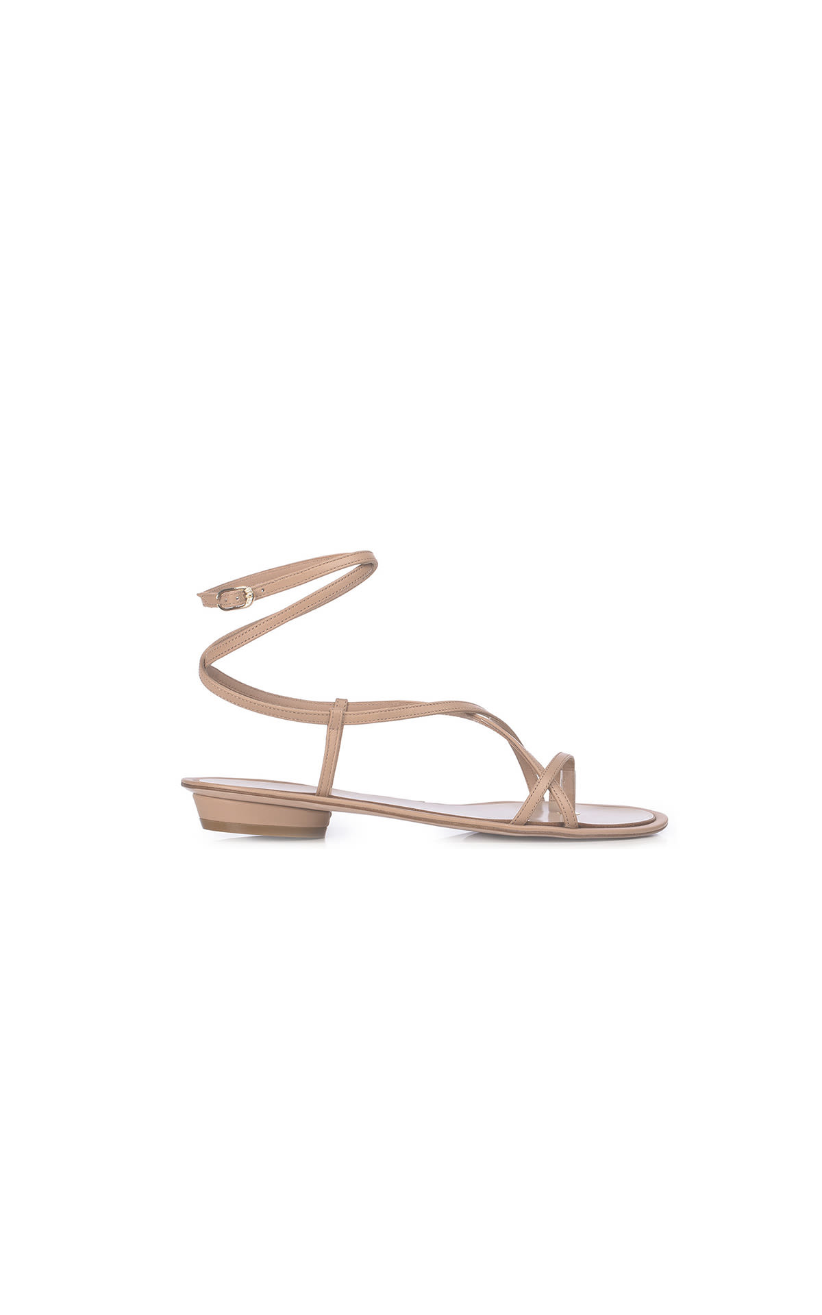 Flat beige leather sandals