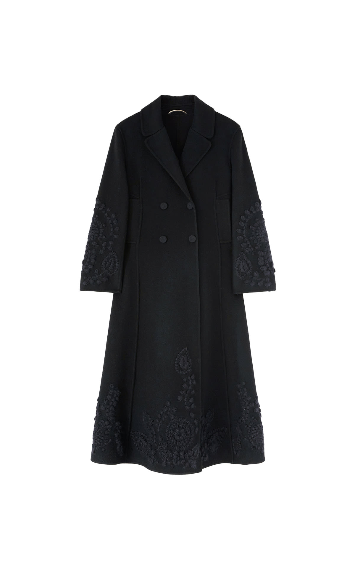 Scervino black coat with embroidery