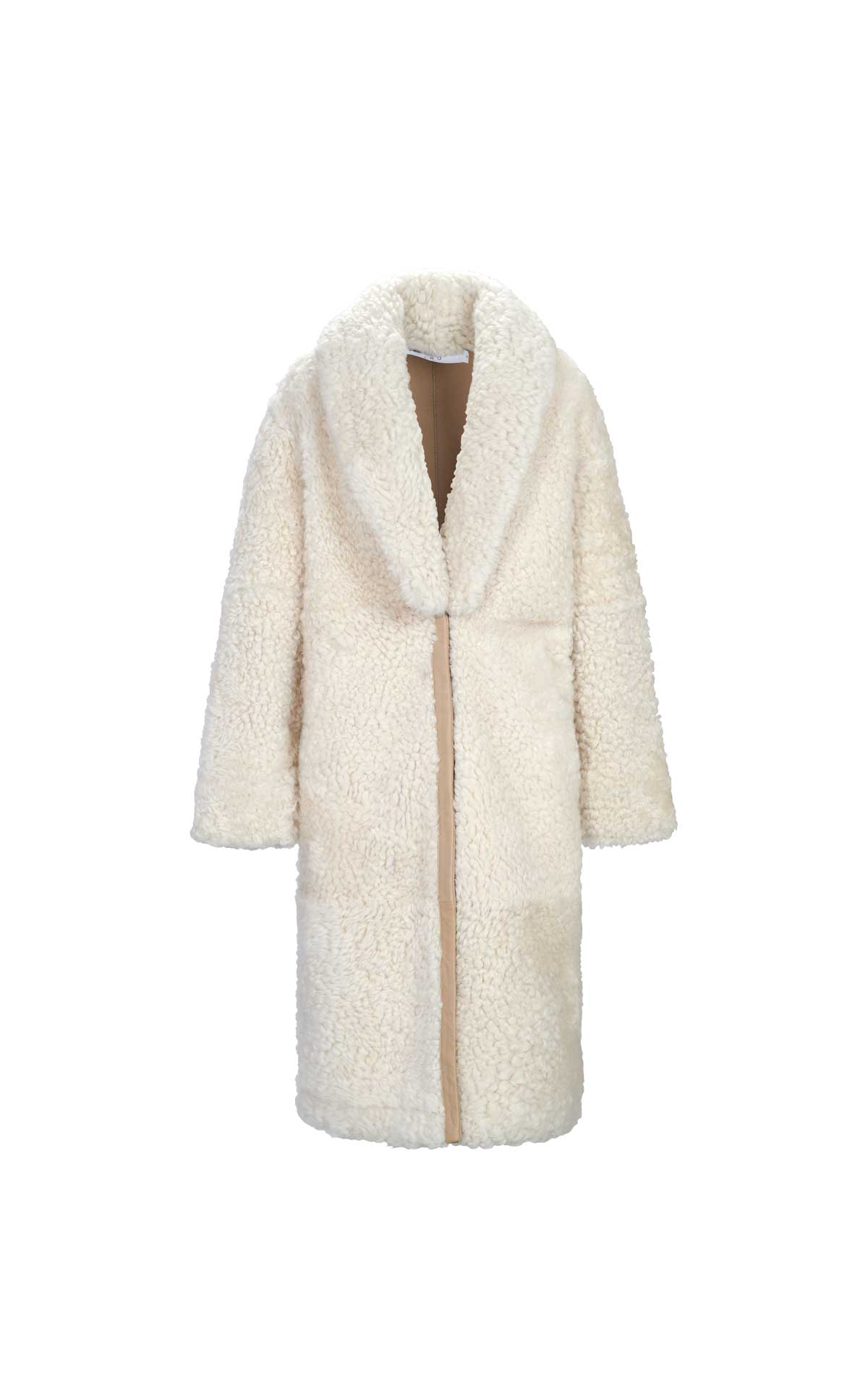 Long white shearling coat Iro paris outlet barcelona la roca village