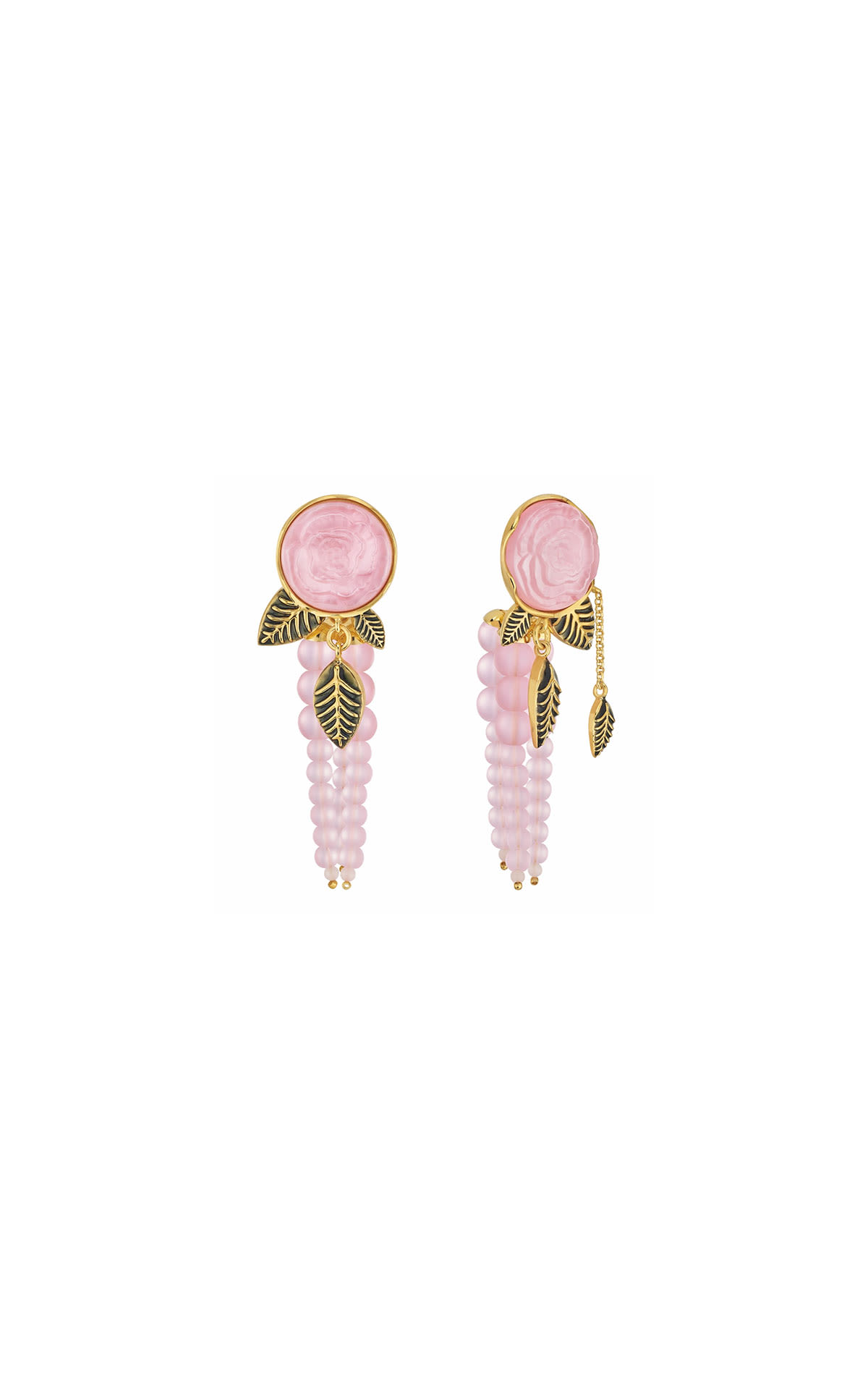 Lalique Peony pink earrings from Bicester Village
