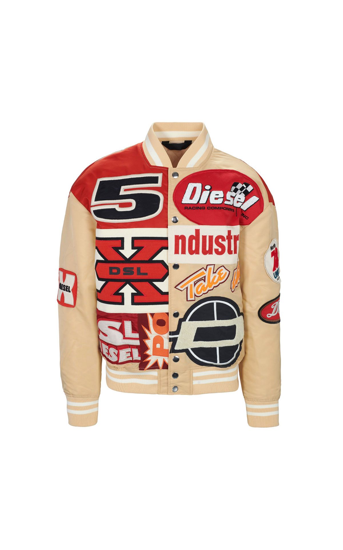 Beige bomber jacket with patches Diesel