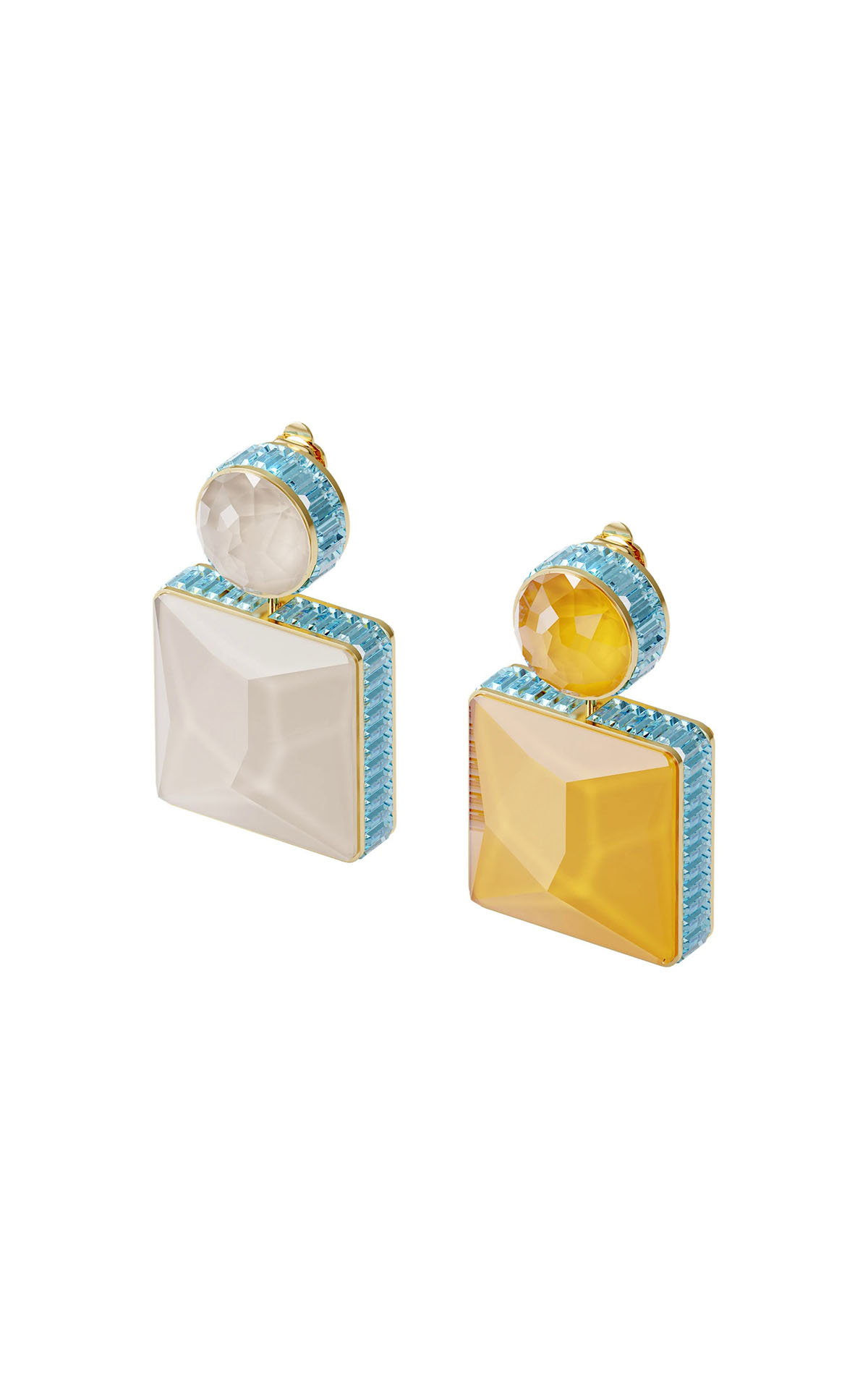 White and orange square earrings swarovski ourtlet barcelona la roca village