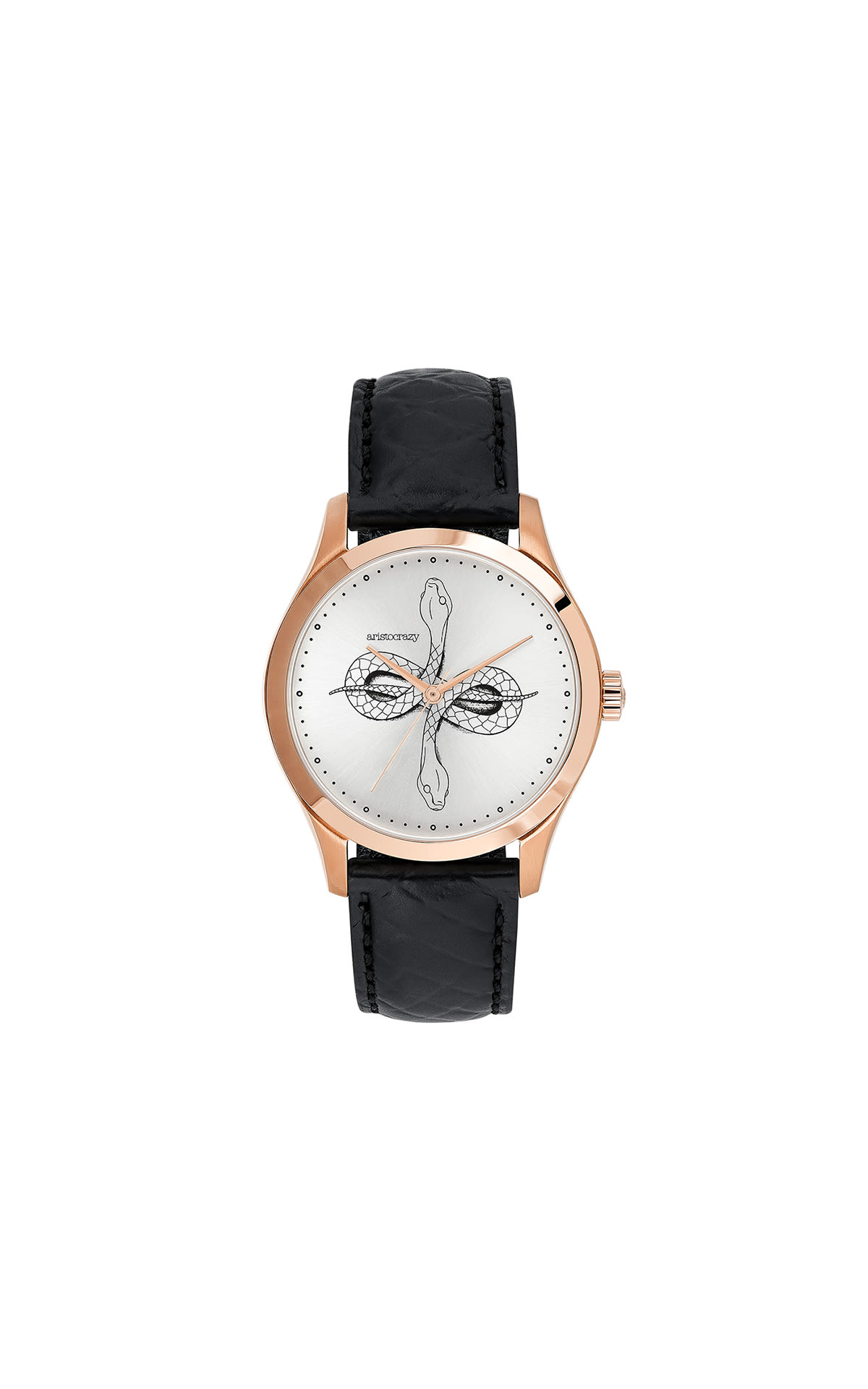 Watch with snake engraving and rose gold details